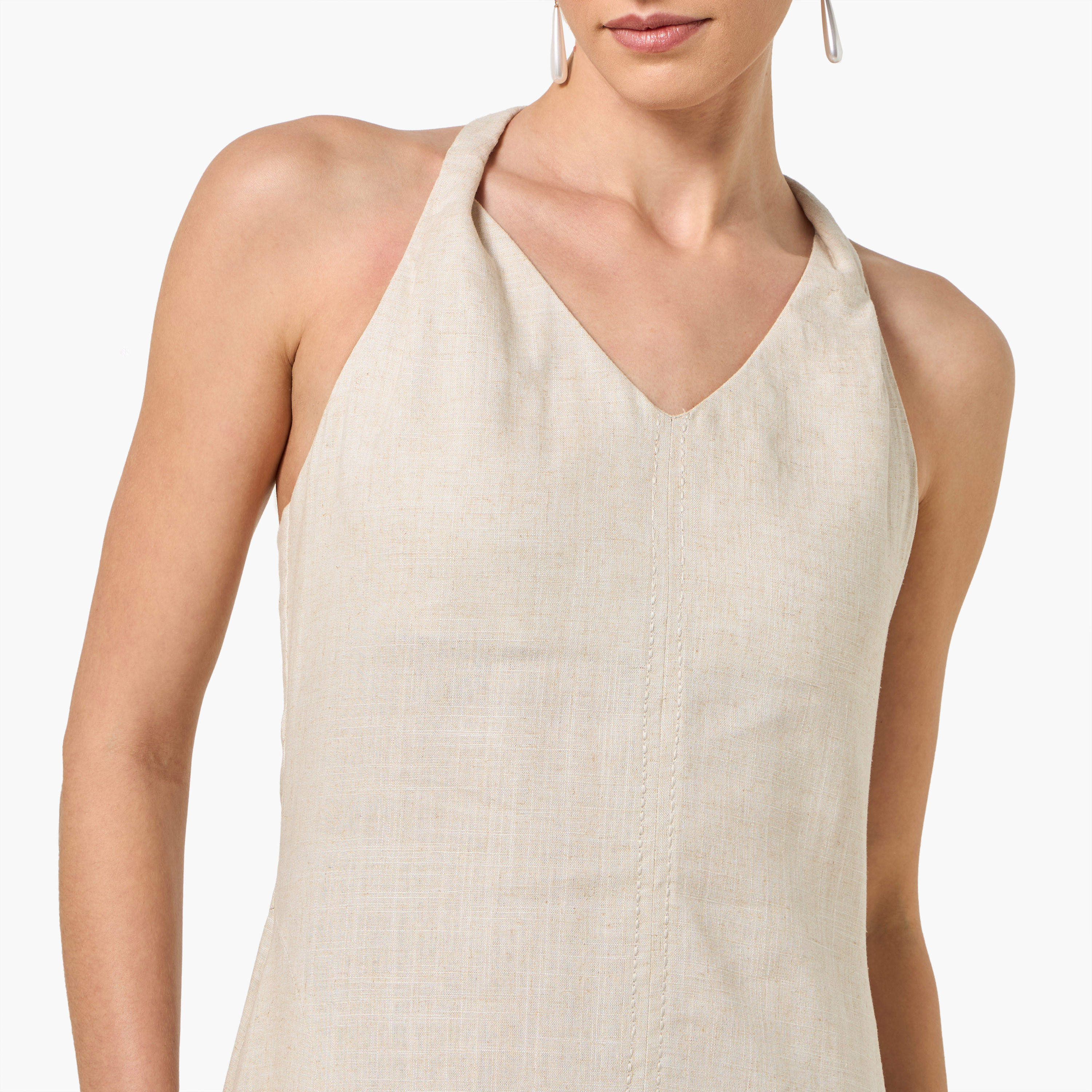 Trapeze Midi Lyocell Blend Dress with Halter Neck-women-clothing-dresses-image-4