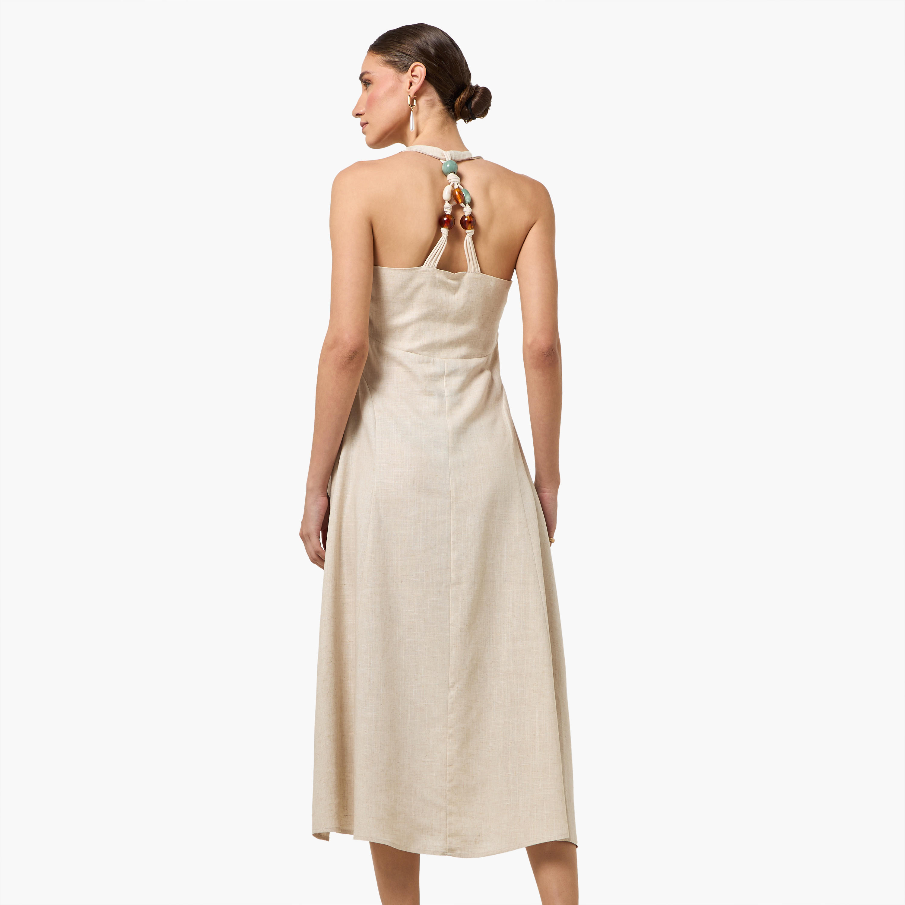 Trapeze Midi Lyocell Blend Dress with Halter Neck-women-clothing-dresses-image-6