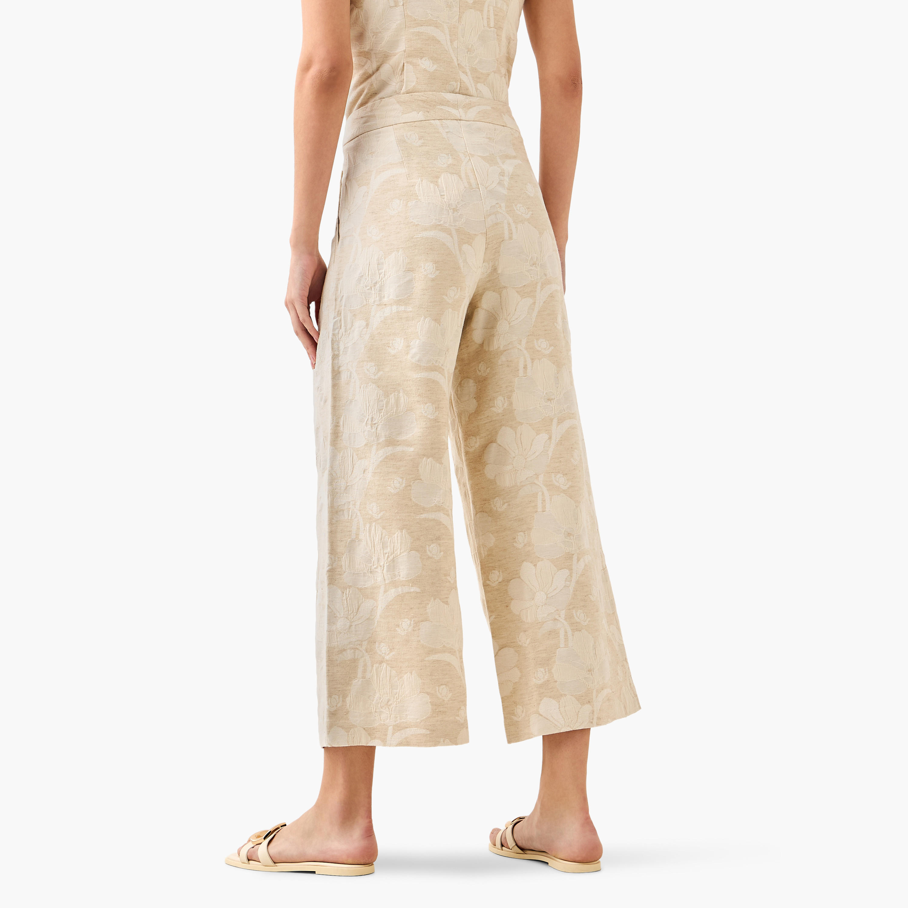 Floral Jacquard Wide Leg Pants-women-clothing-coordsets-image-4