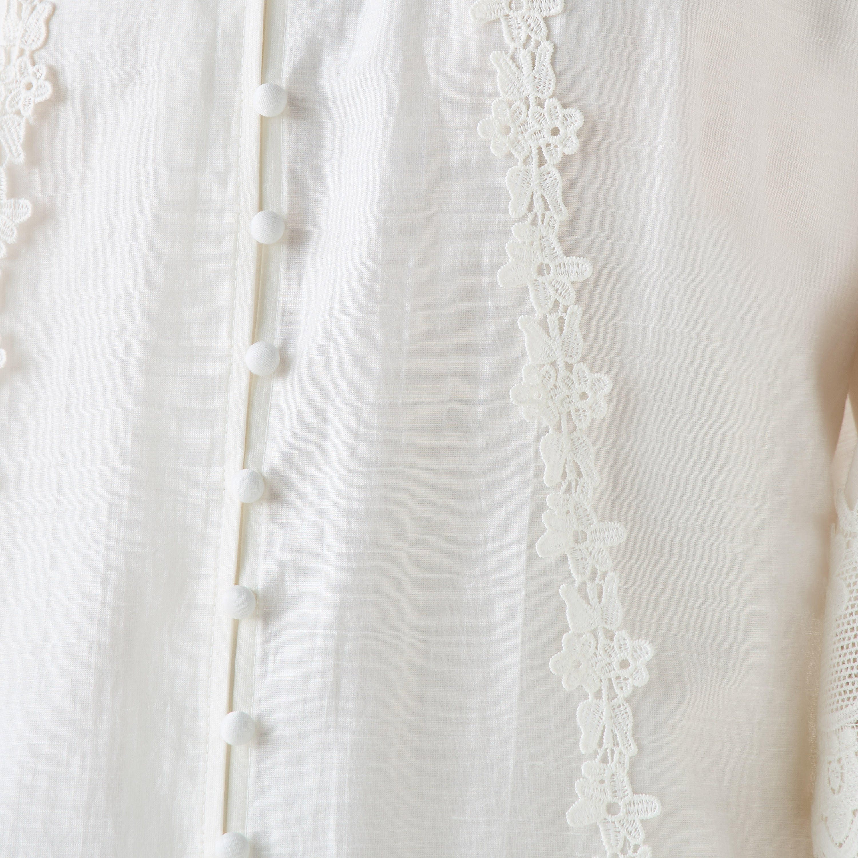 Lace Trim A-line Women Dress with Volume Sleeves-women-clothing-dresses-image-2
