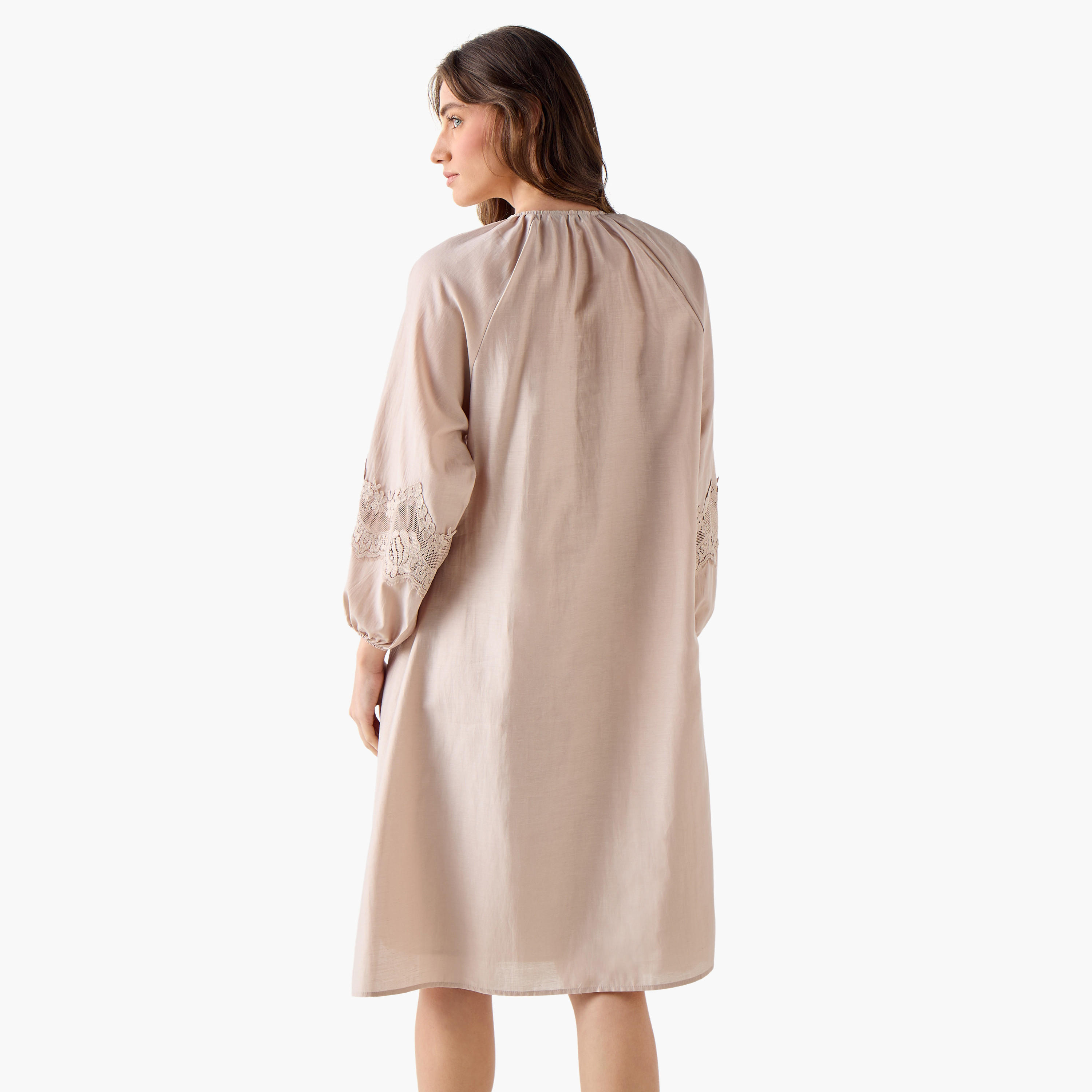 فستان بقصّة إيه لاين بحافة دانتيل وأكمام واسعة للنساء-women-clothing-dresses-image-4