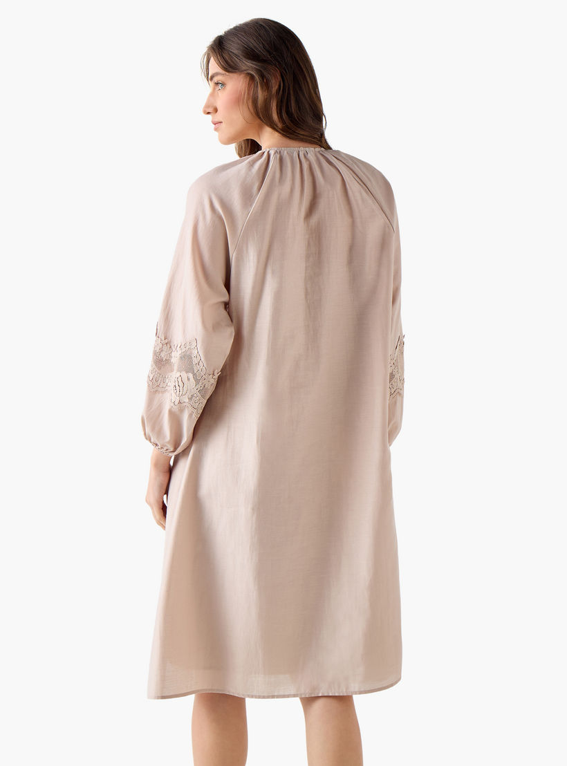 فستان بقصّة إيه لاين بحافة دانتيل وأكمام واسعة للنساء-women-clothing-dresses-image-4