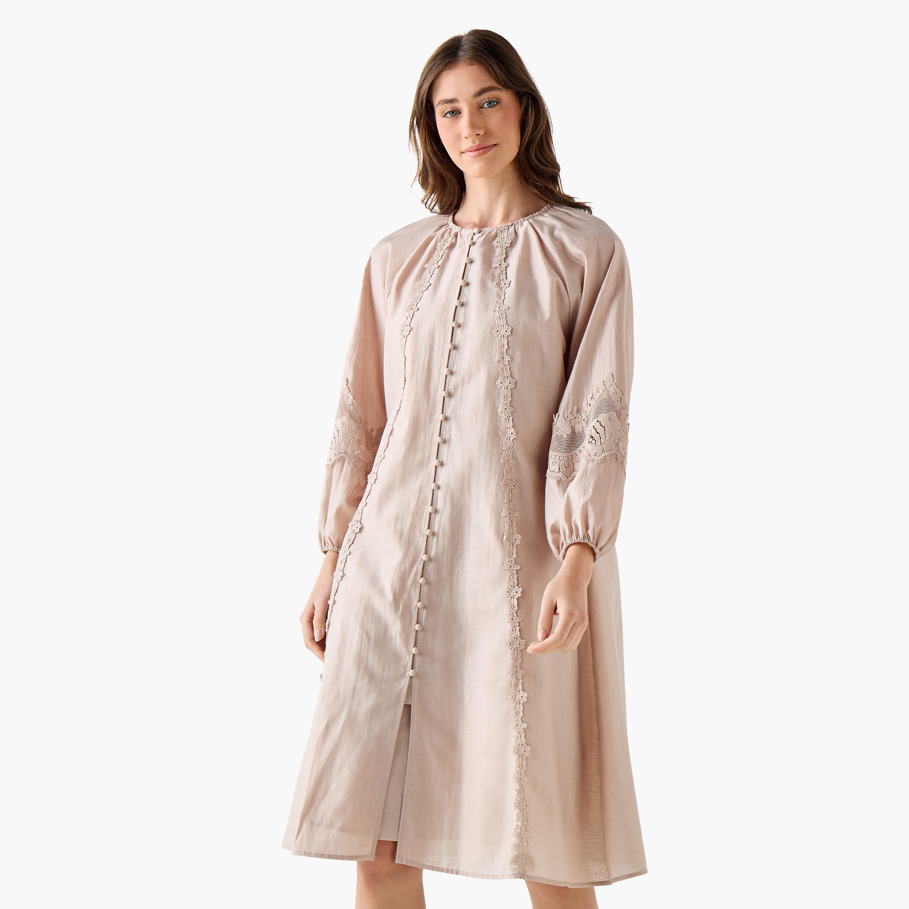 فستان بقصّة إيه لاين بحافة دانتيل وأكمام واسعة للنساء-women-clothing-dresses-image-5