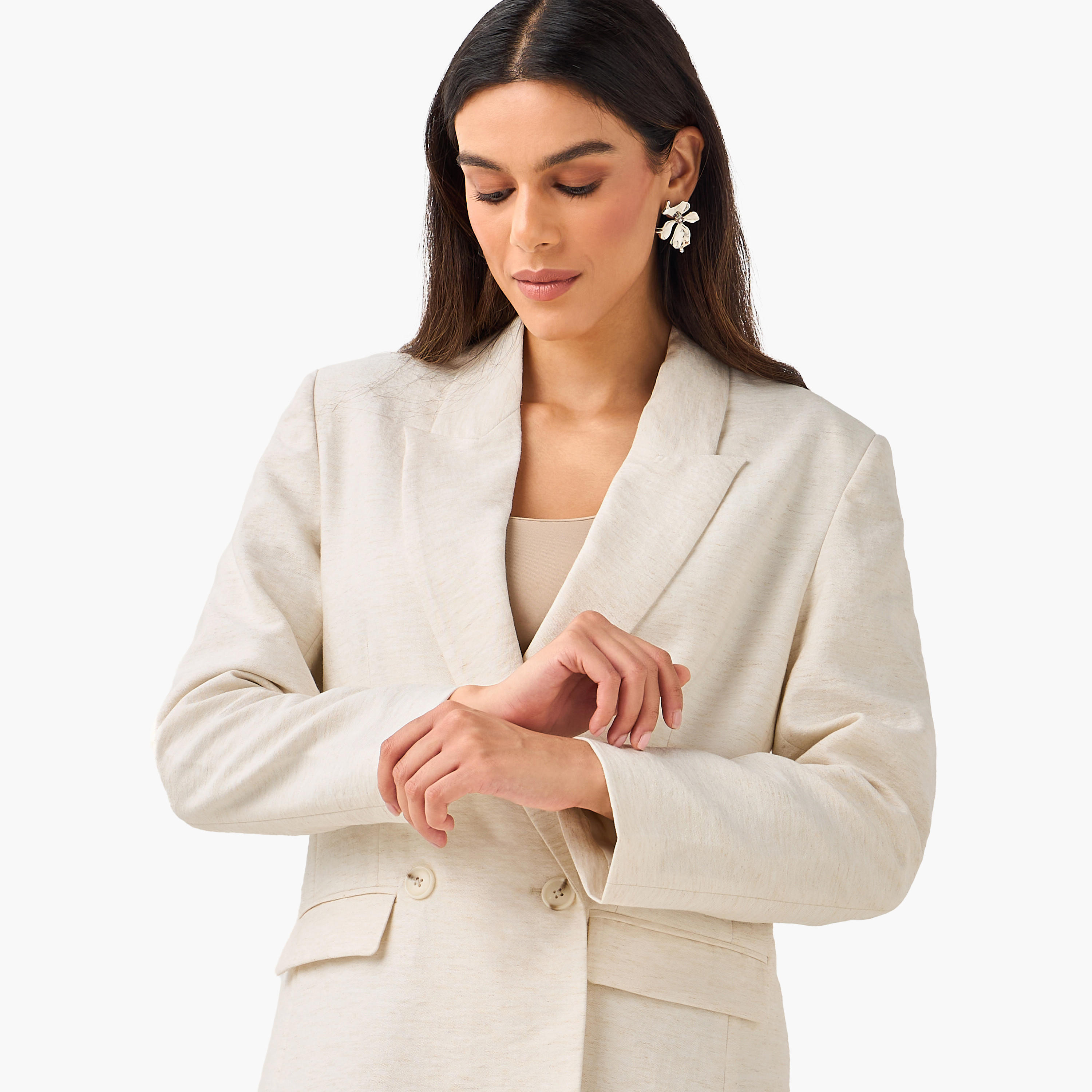 Regular Fit Linen Blend Blazer with Notch Lapel-women-clothing-coatsandjackets-blazers-image-6