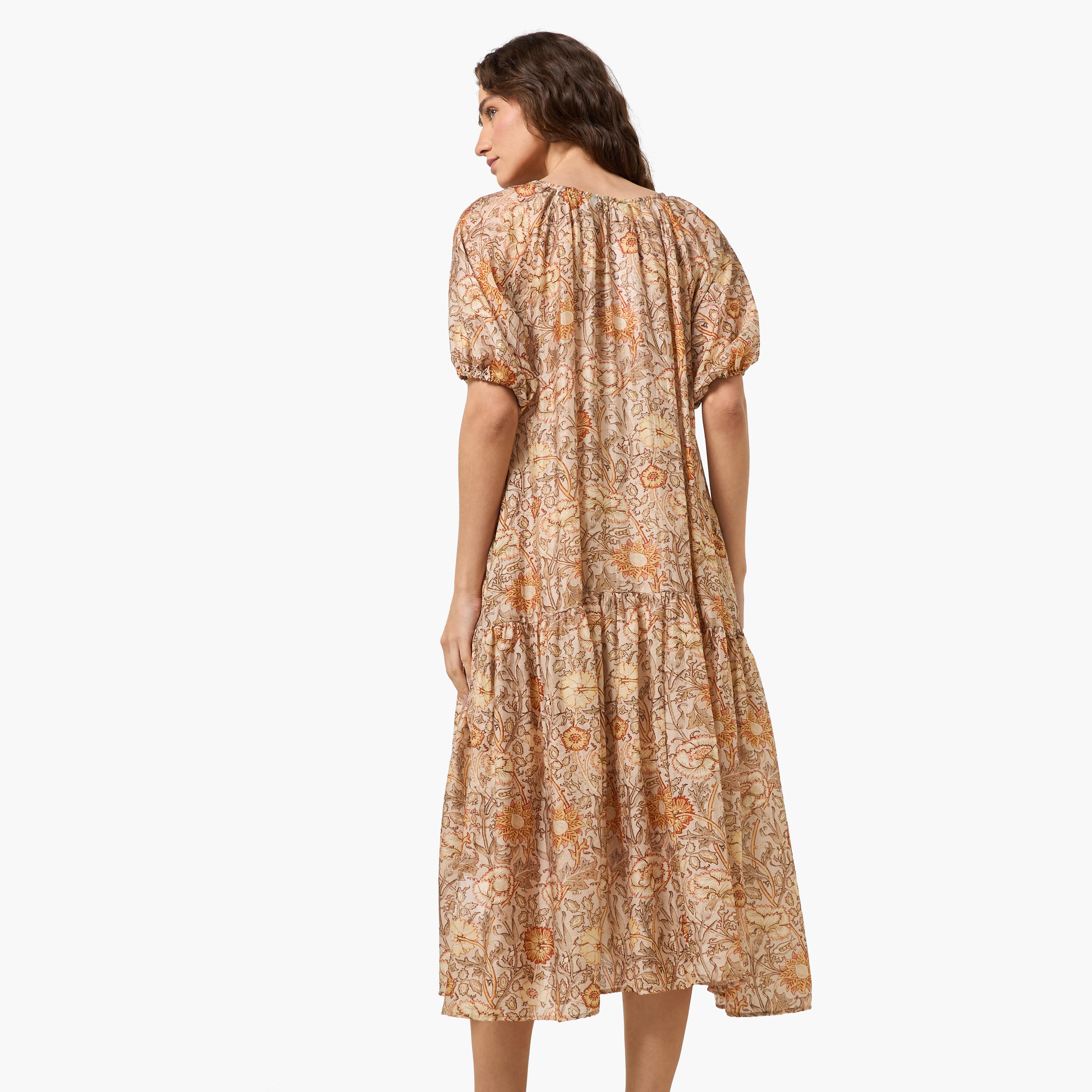 Tiered Women Dress with Floral Print-women-clothing-dresses-image-5