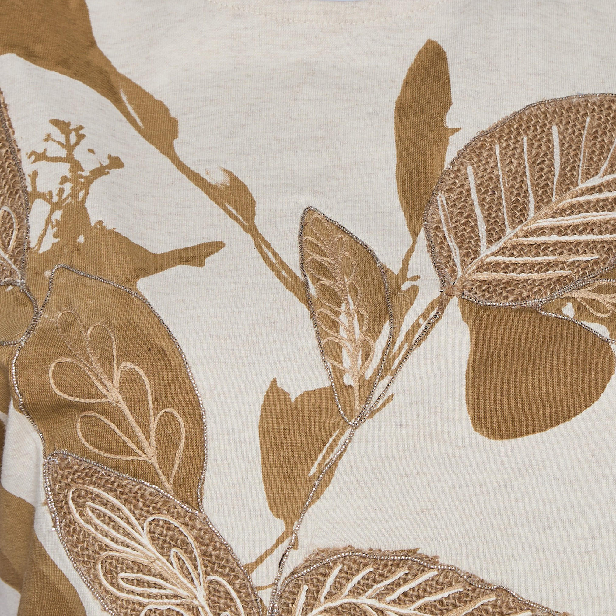 Relaxed Fit T-shirt with Leaf Applique Detail-women-clothing-tshirts-image-2