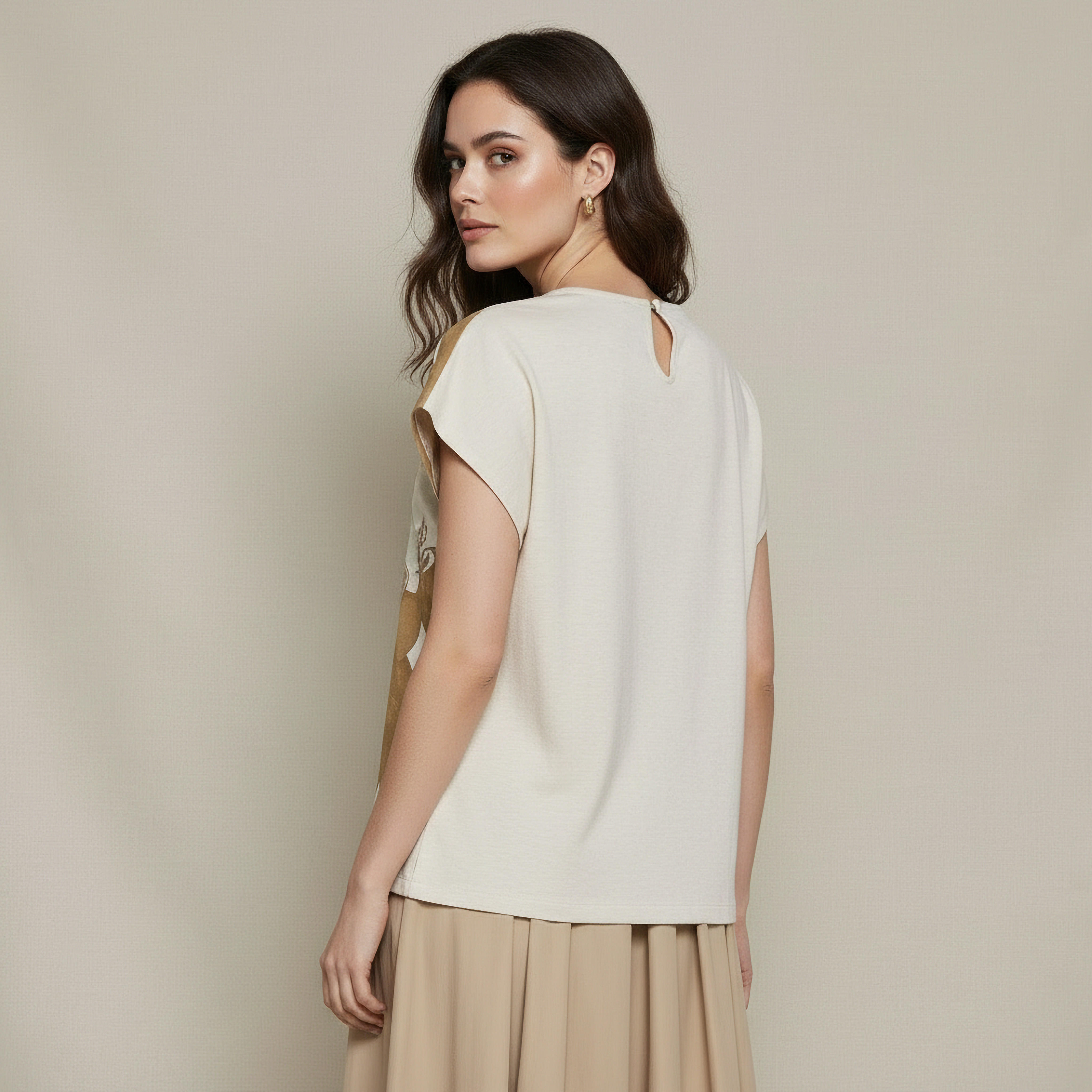 Relaxed Fit T-shirt with Leaf Applique Detail-women-clothing-coordsets-image-4