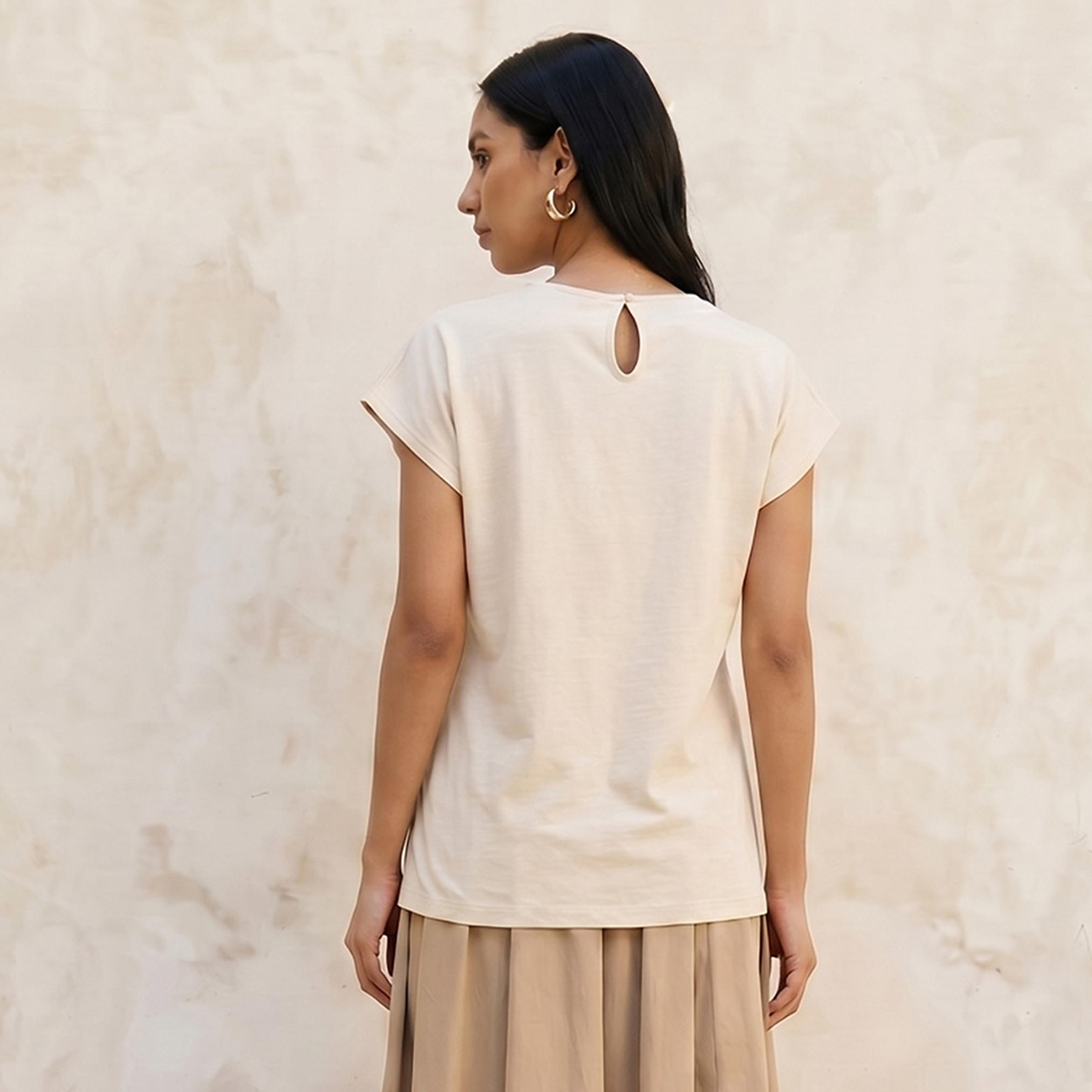 Relaxed Fit T-shirt with Leaf Applique Detail-women-clothing-tshirts-image-4