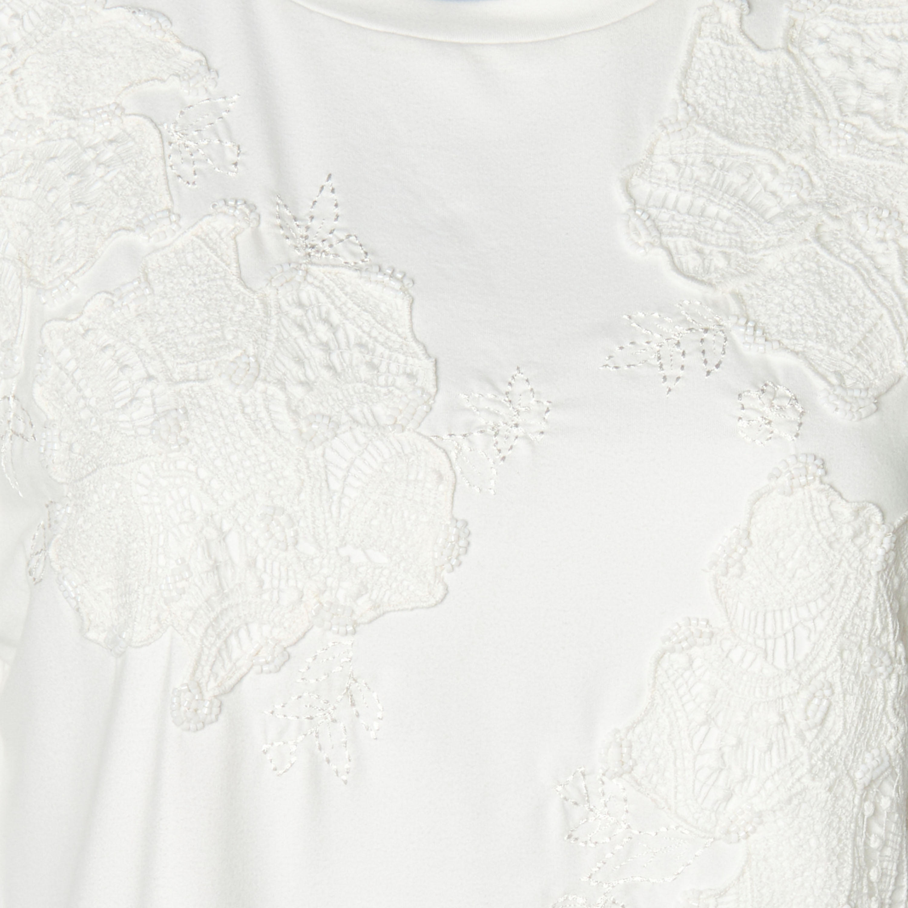 Lace T-Shirt with Floral Beaded Design-women-clothing-tshirts-image-2