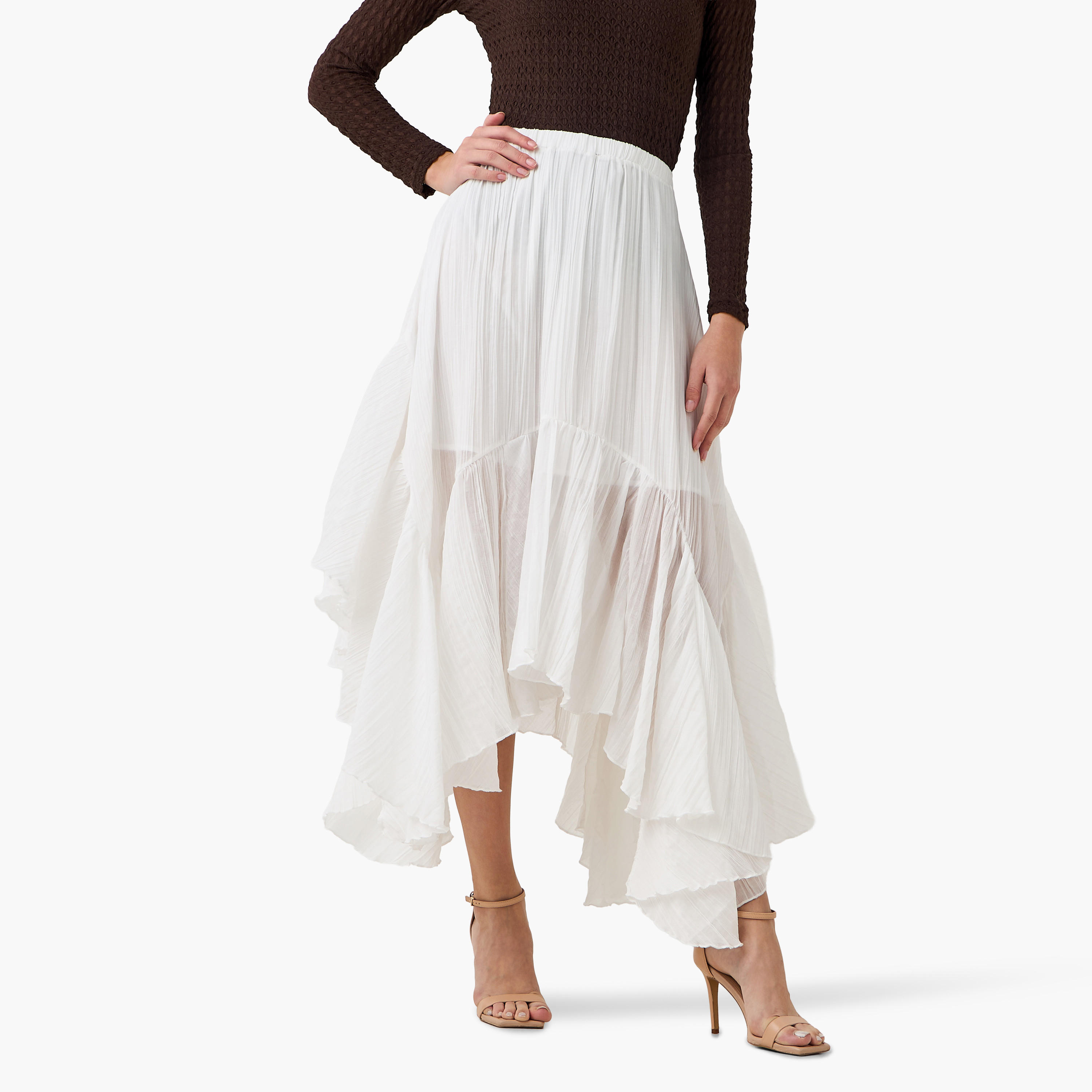 تنورة ميدي غير متماثلة بكشكش من أيكونيك-women-clothing-bottoms-skirts-image-4