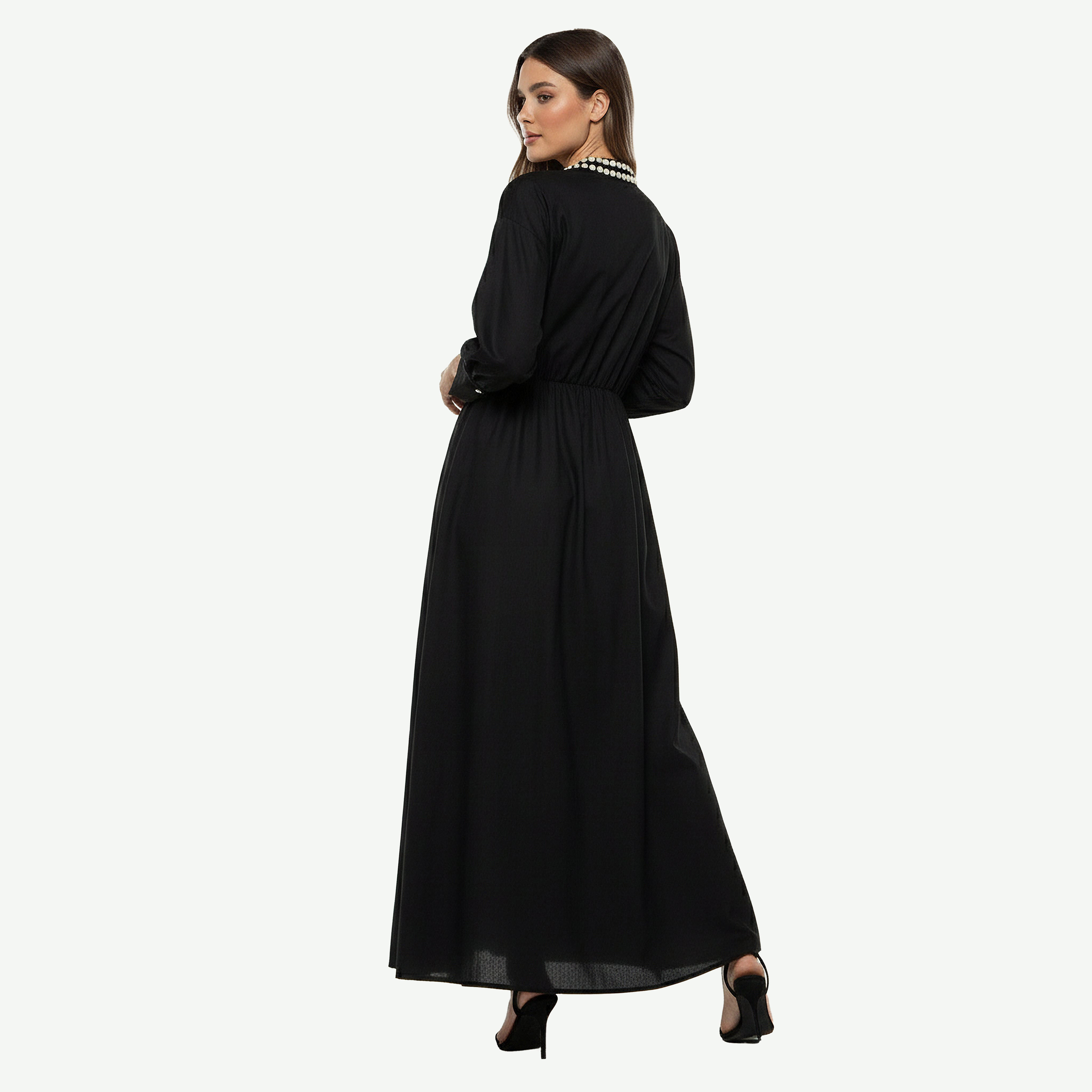Embellished A-line Women Dress with V-neck-women-clothing-dresses-image-4