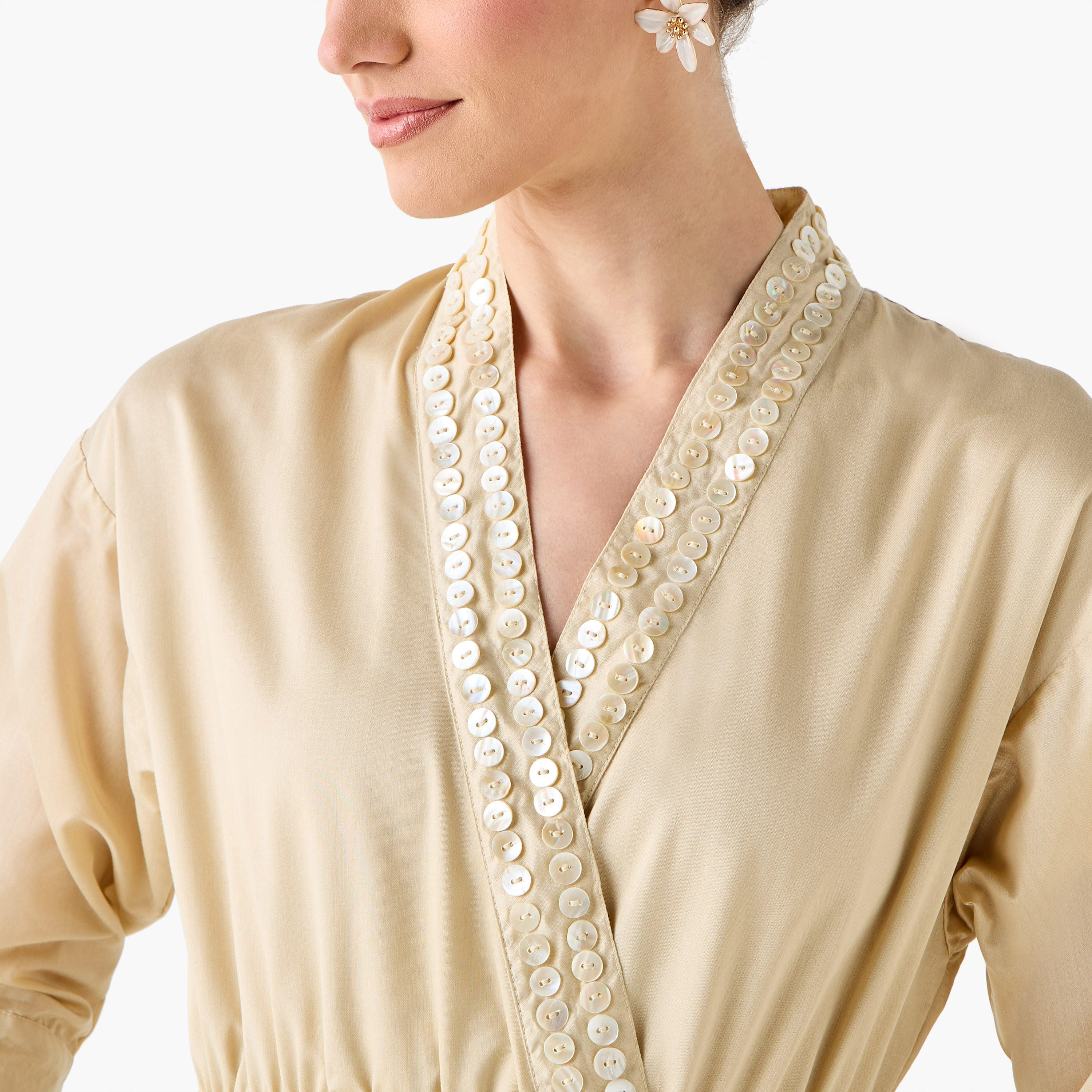 Embellished A-line Women Dress with V-neck-women-clothing-dresses-image-7