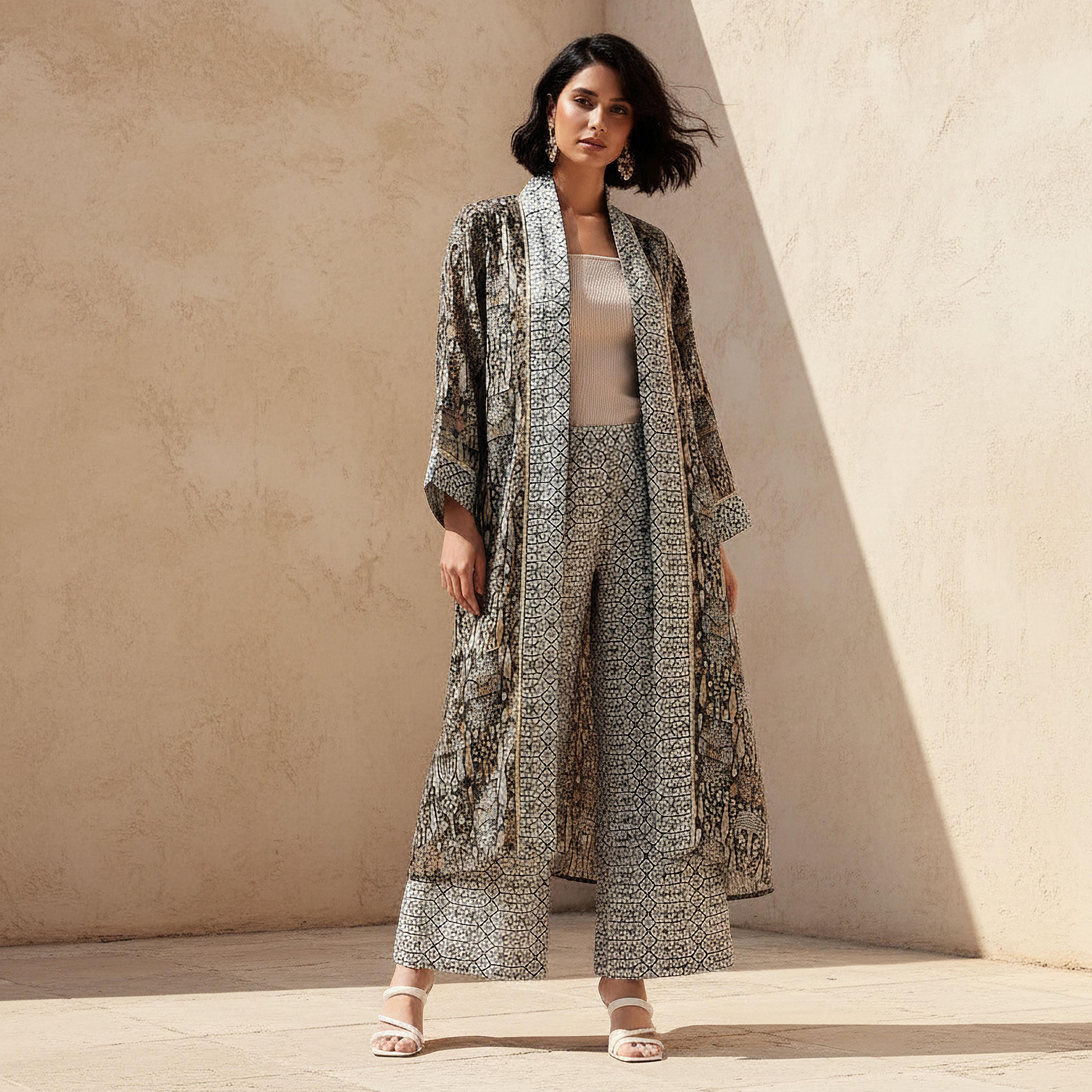 سترة شروج بمقدمة مفتوحة وقصة مريحة وطبعات-women-clothing-coordsets-image-6