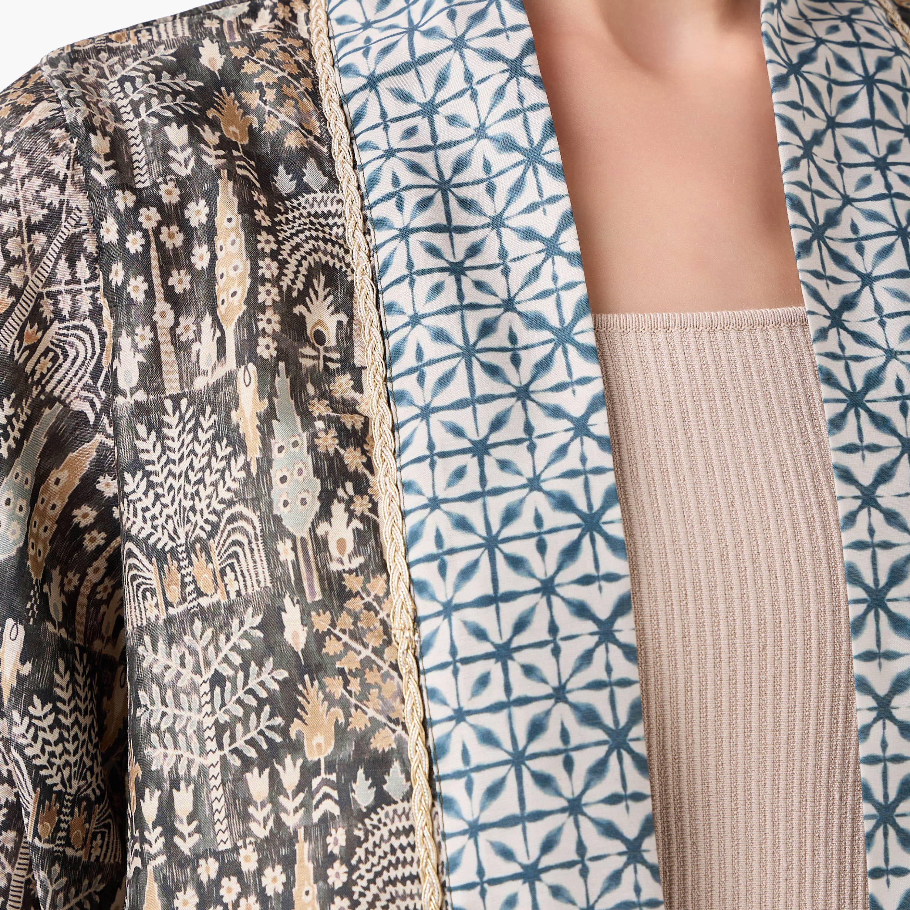 Relaxed Fit Printed Open Front Shrug-women-clothing-coordsets-image-2