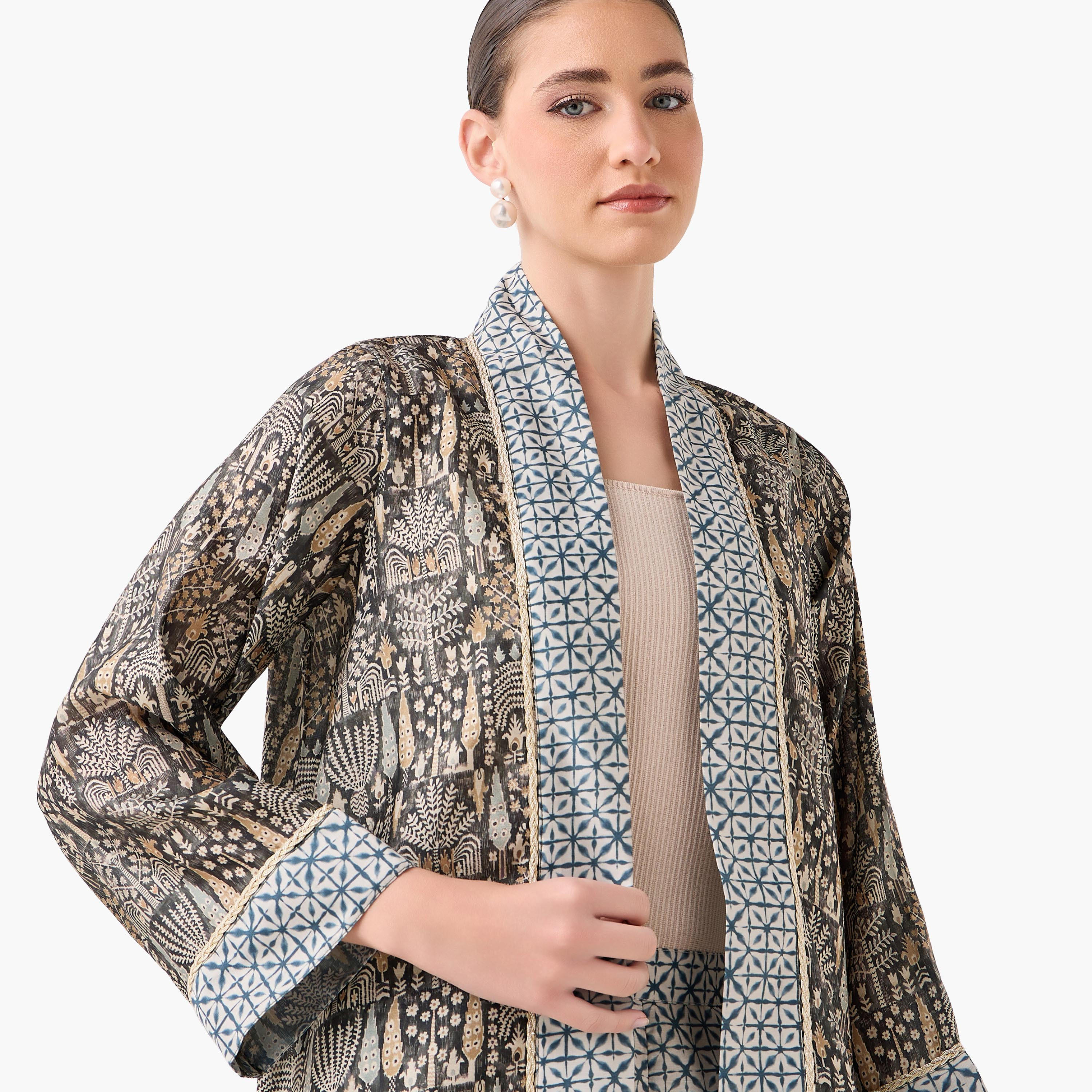 سترة شروج بمقدمة مفتوحة وقصة مريحة وطبعات-women-clothing-coordsets-image-4