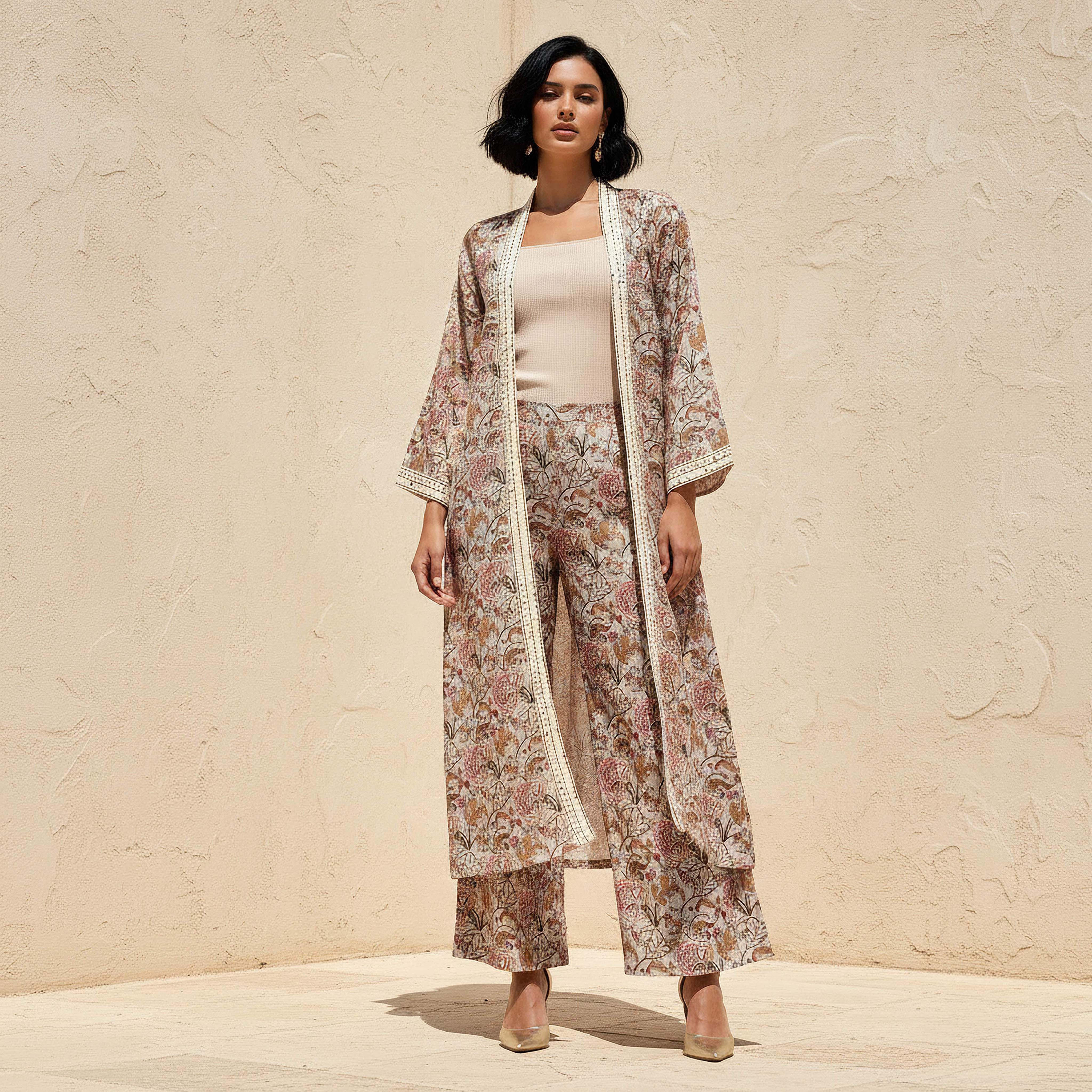 سترة شروج مفتوحة من الأمام وقصة مريحة بطبعات-women-clothing-coordsets-image-8