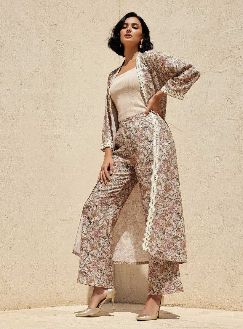 سترة شروج مفتوحة من الأمام وقصة مريحة بطبعات-women-clothing-coordsets-image-5