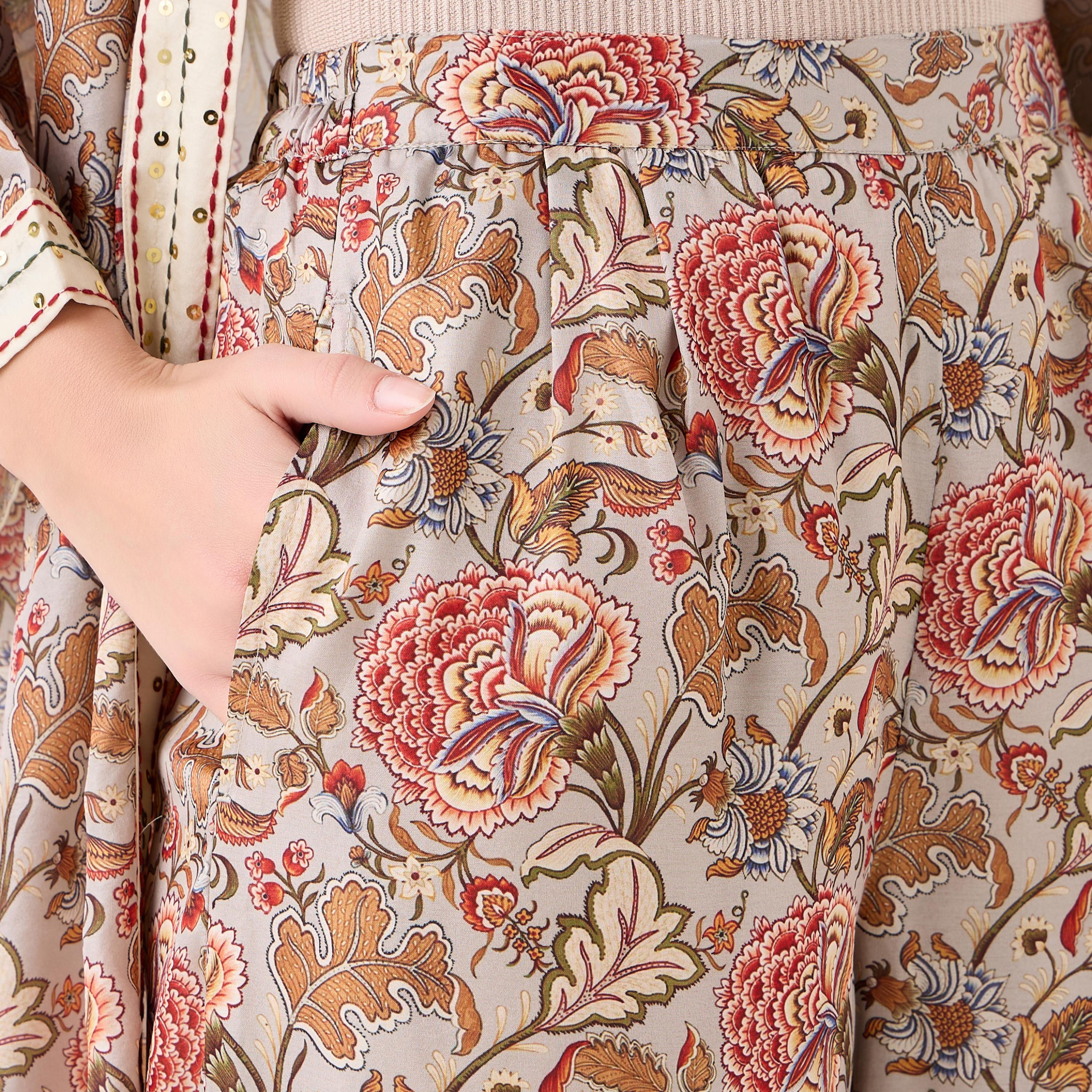 Semi-Elasticated Waist Printed Wide Leg Pants-women-clothing-coordsets-image-2