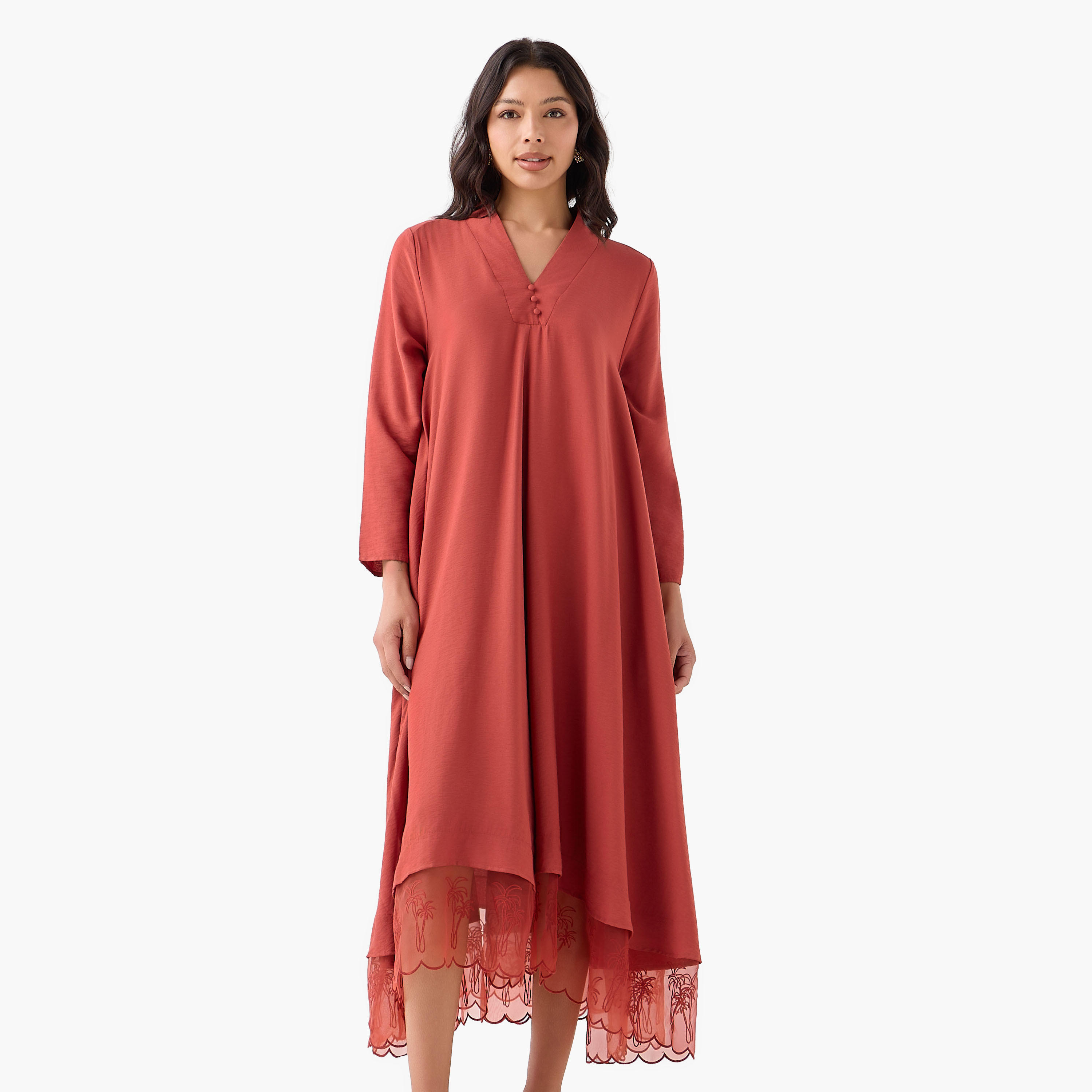 A-line Midi Dress with V-neck-women-clothing-dresses-image-4
