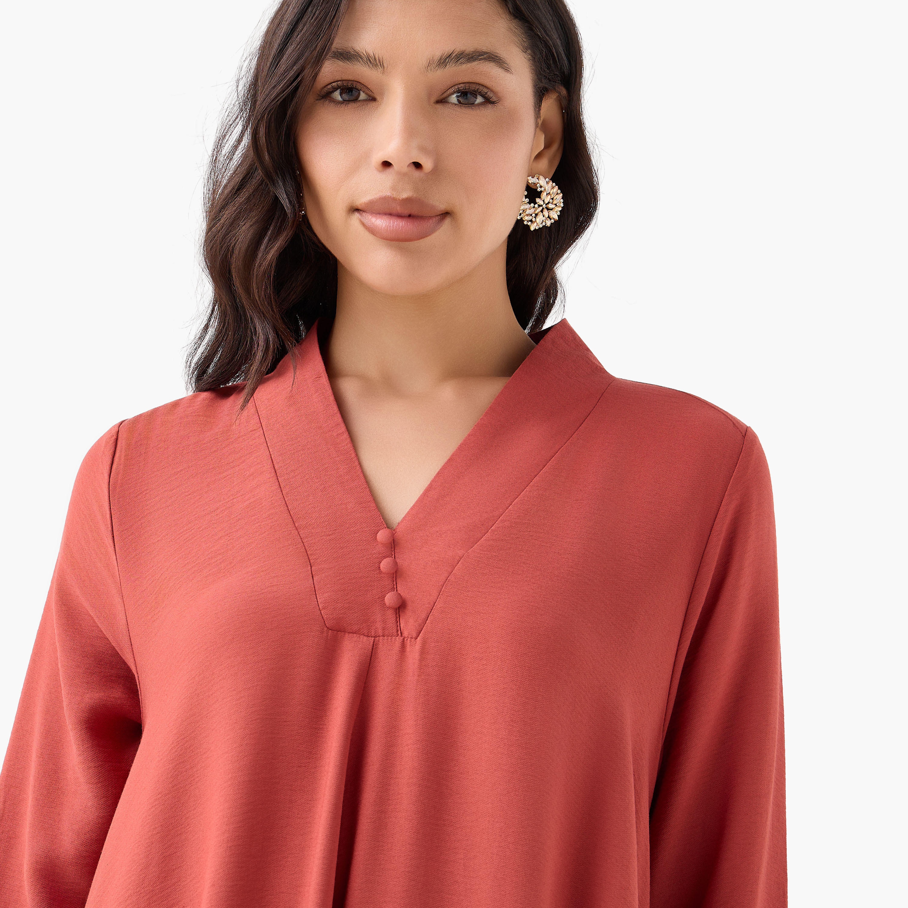A-line Midi Dress with V-neck-women-clothing-dresses-image-7