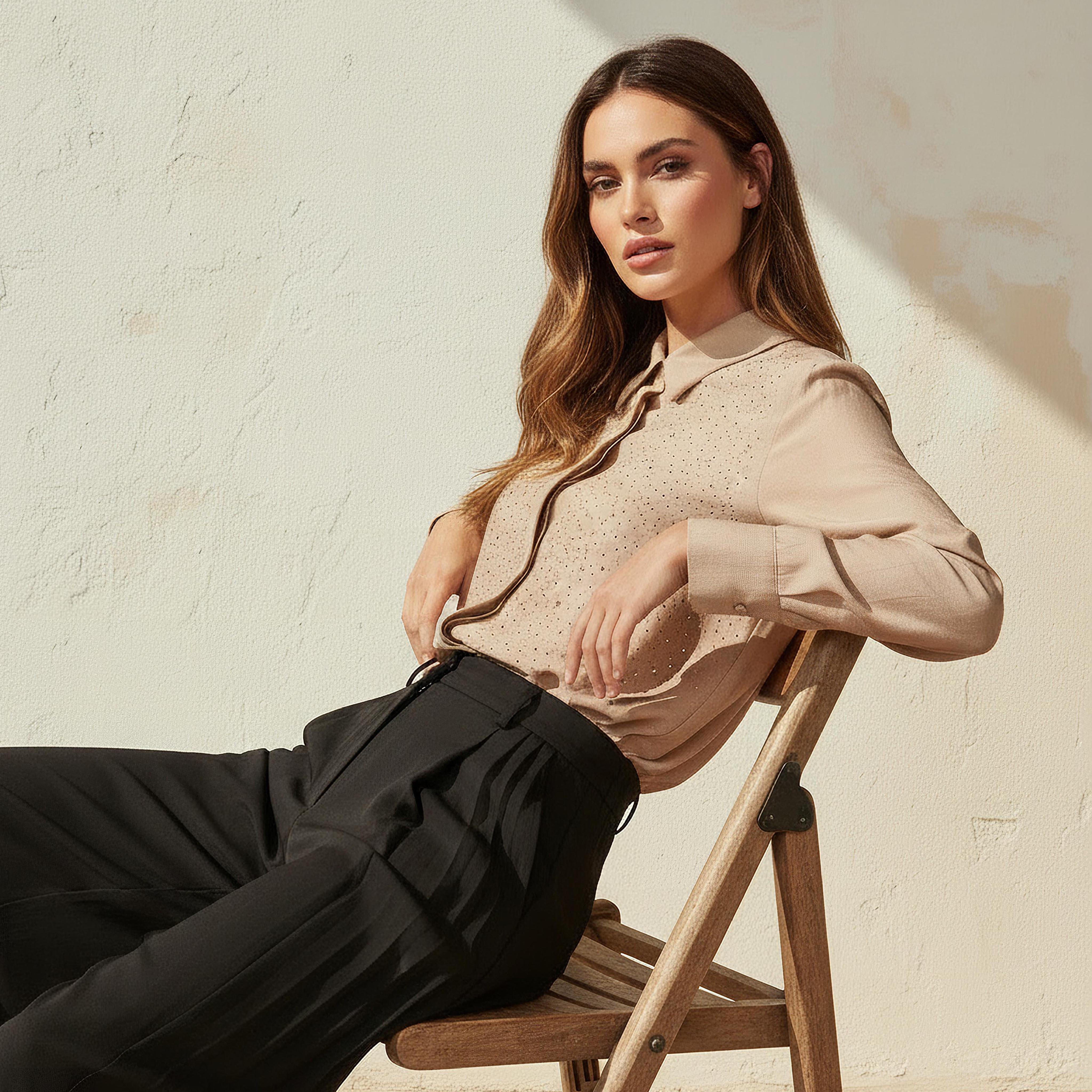 Relaxed Fit Linen Blend Shirt with Stud Embellishment-women-clothing-shirtsandblouses-shirts-image-6
