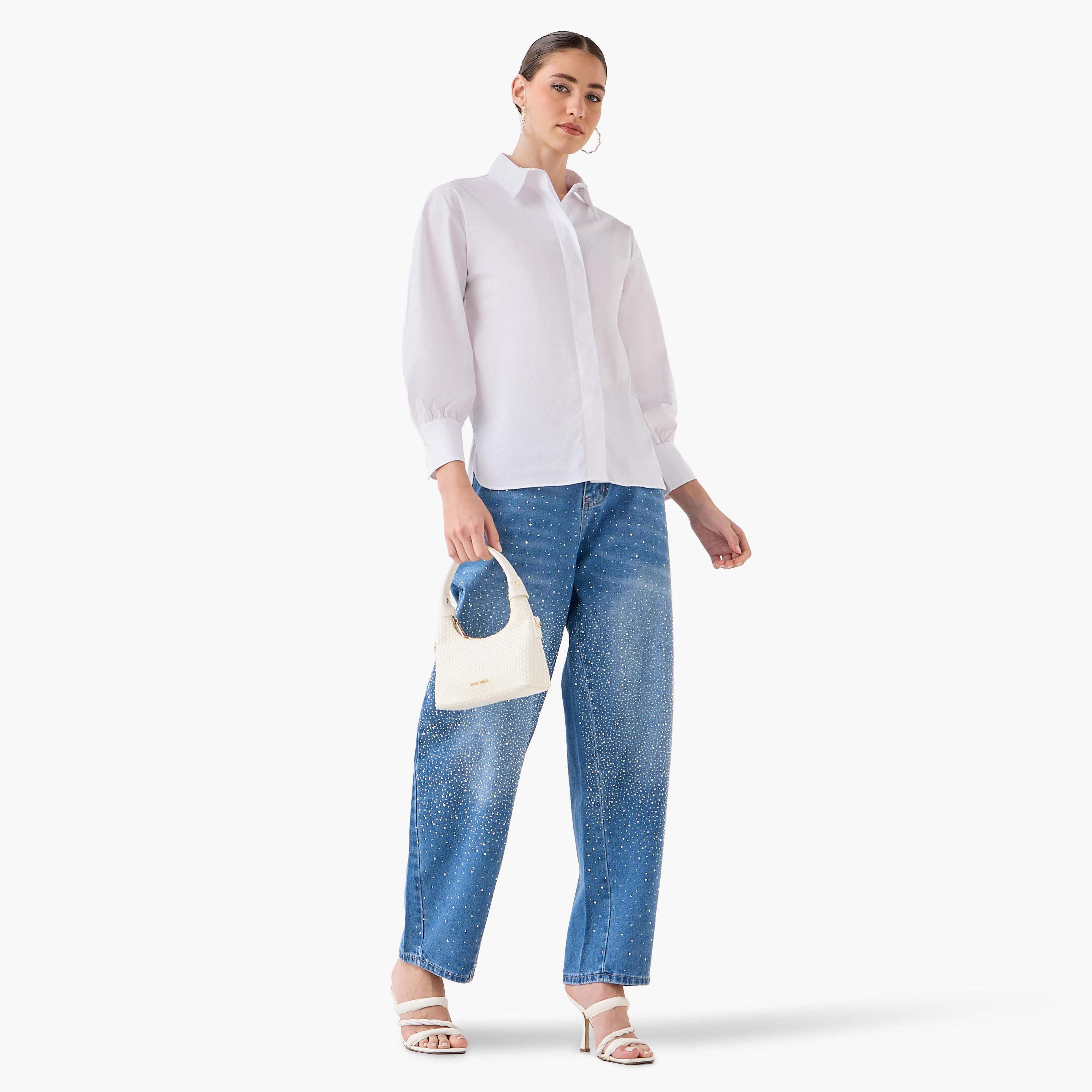 قميص بقصة مريحة وأزرار مخفية-women-clothing-shirtsandblouses-shirts-image-3