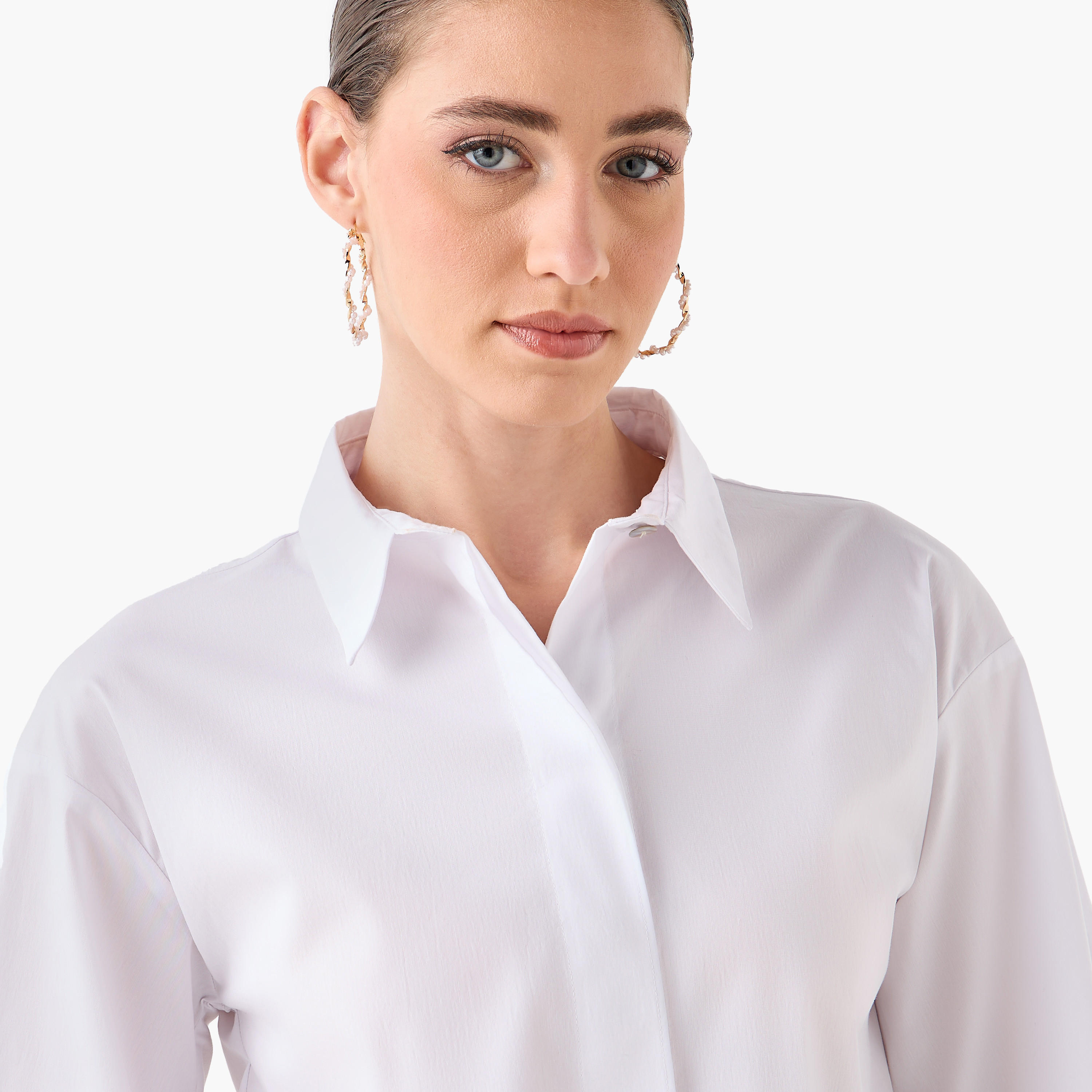 قميص بقصة مريحة وأزرار مخفية-women-clothing-shirtsandblouses-shirts-image-4