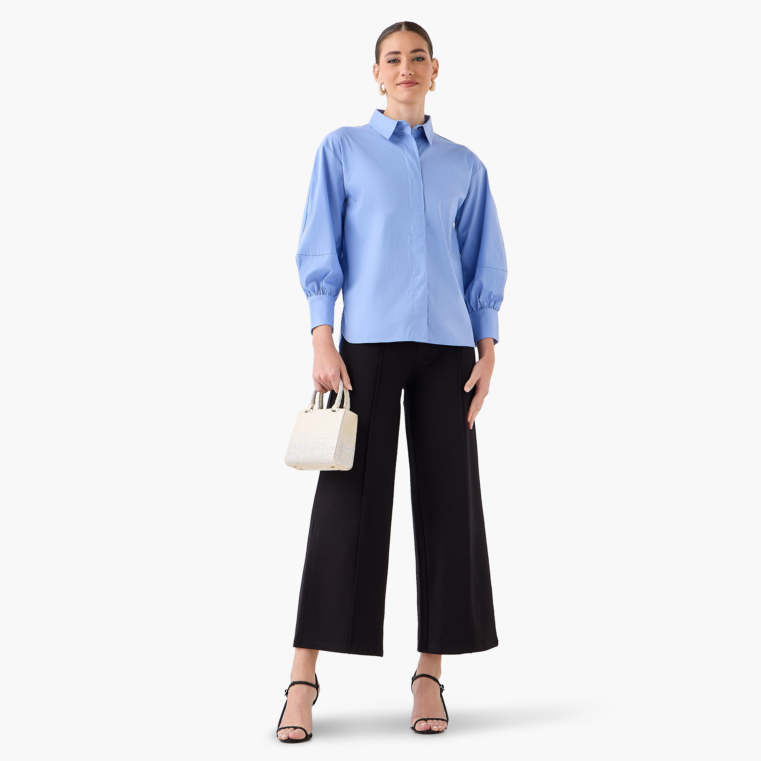 قميص بقصة مريحة وأزرار مخفية-women-clothing-shirtsandblouses-shirts-image-4
