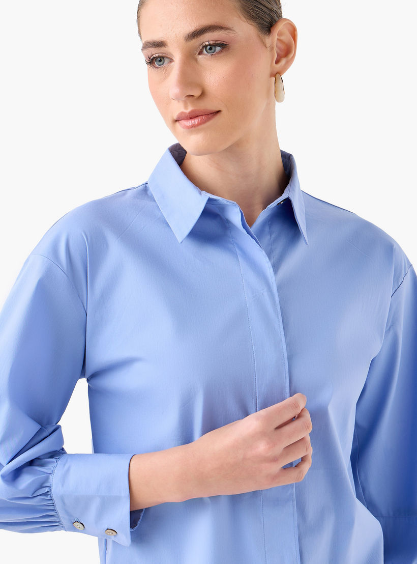قميص بقصة مريحة وأزرار مخفية-women-clothing-shirtsandblouses-shirts-image-2