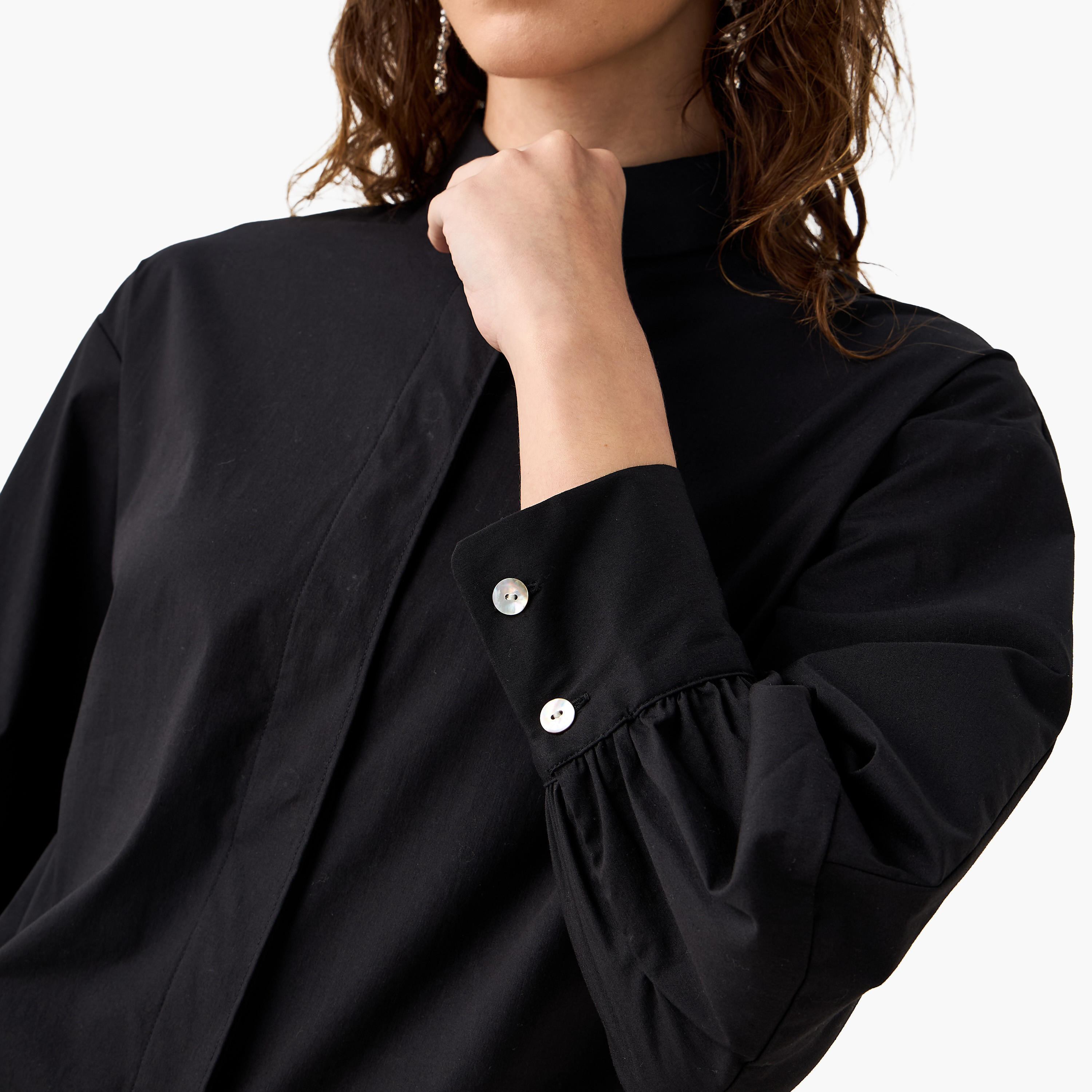 Relaxed Fit Shirt with Concealed Placket-women-clothing-shirtsandblouses-shirts-image-2