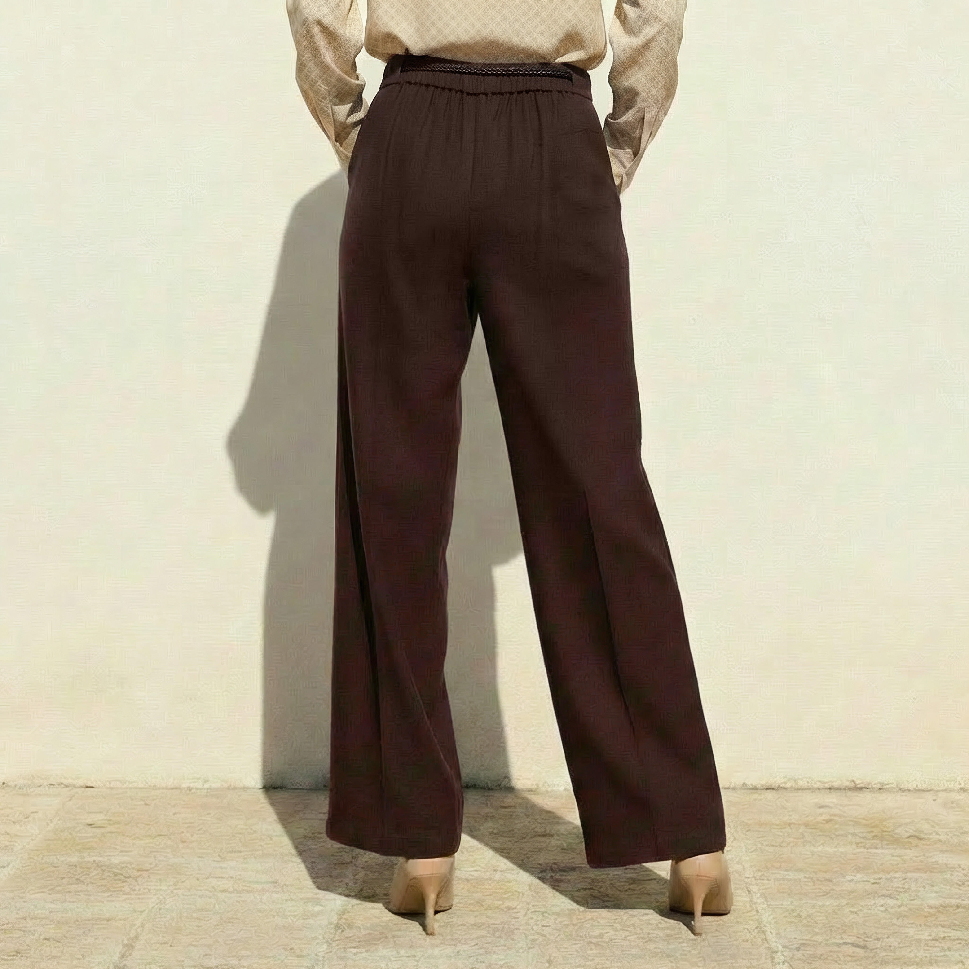 Straight Fit Formal Linen Blend Belted Pants-women-clothing-bottoms-trousers-image-4