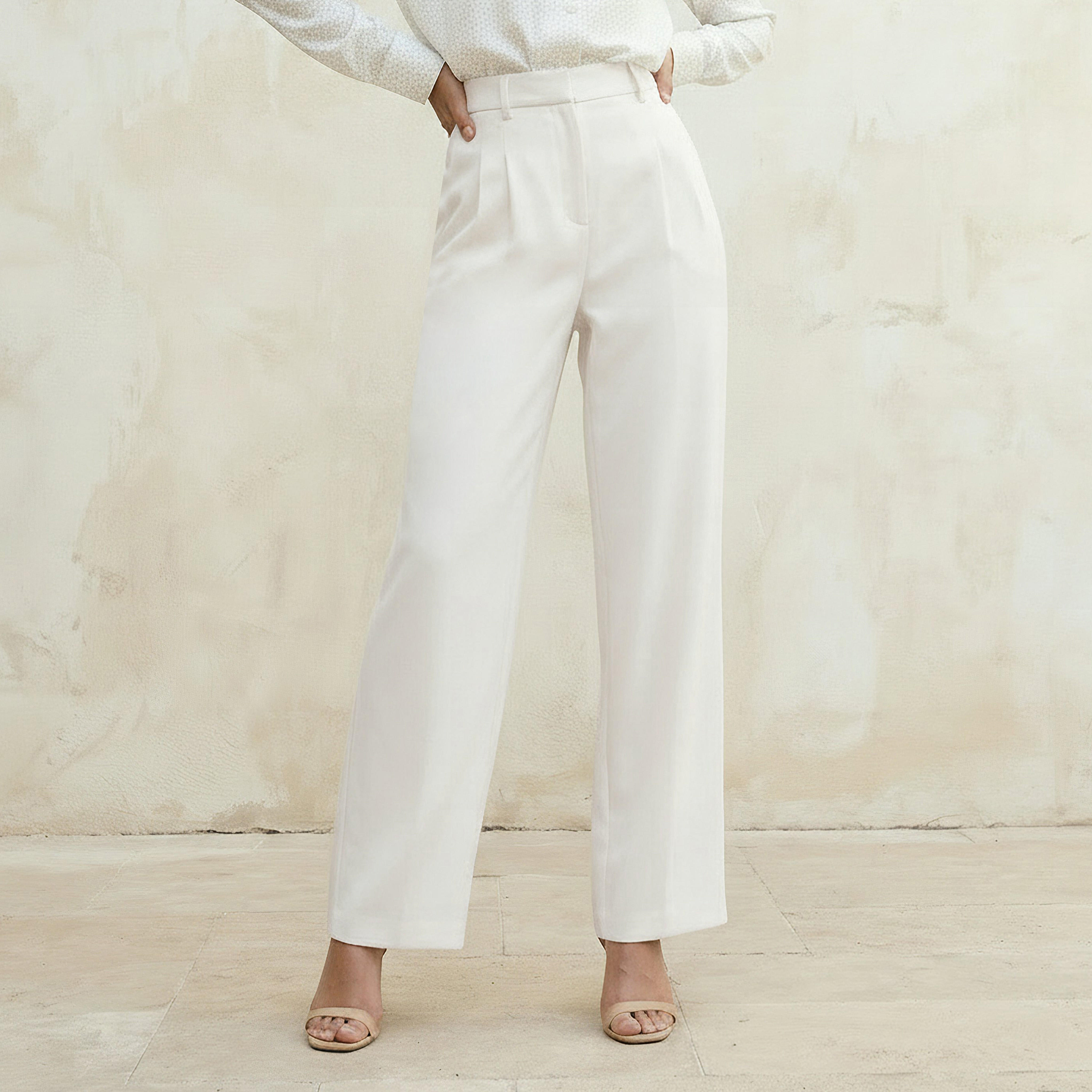 بنطلون رسمي بقصة عادية وكسرات-women-clothing-bottoms-trousers-image-4