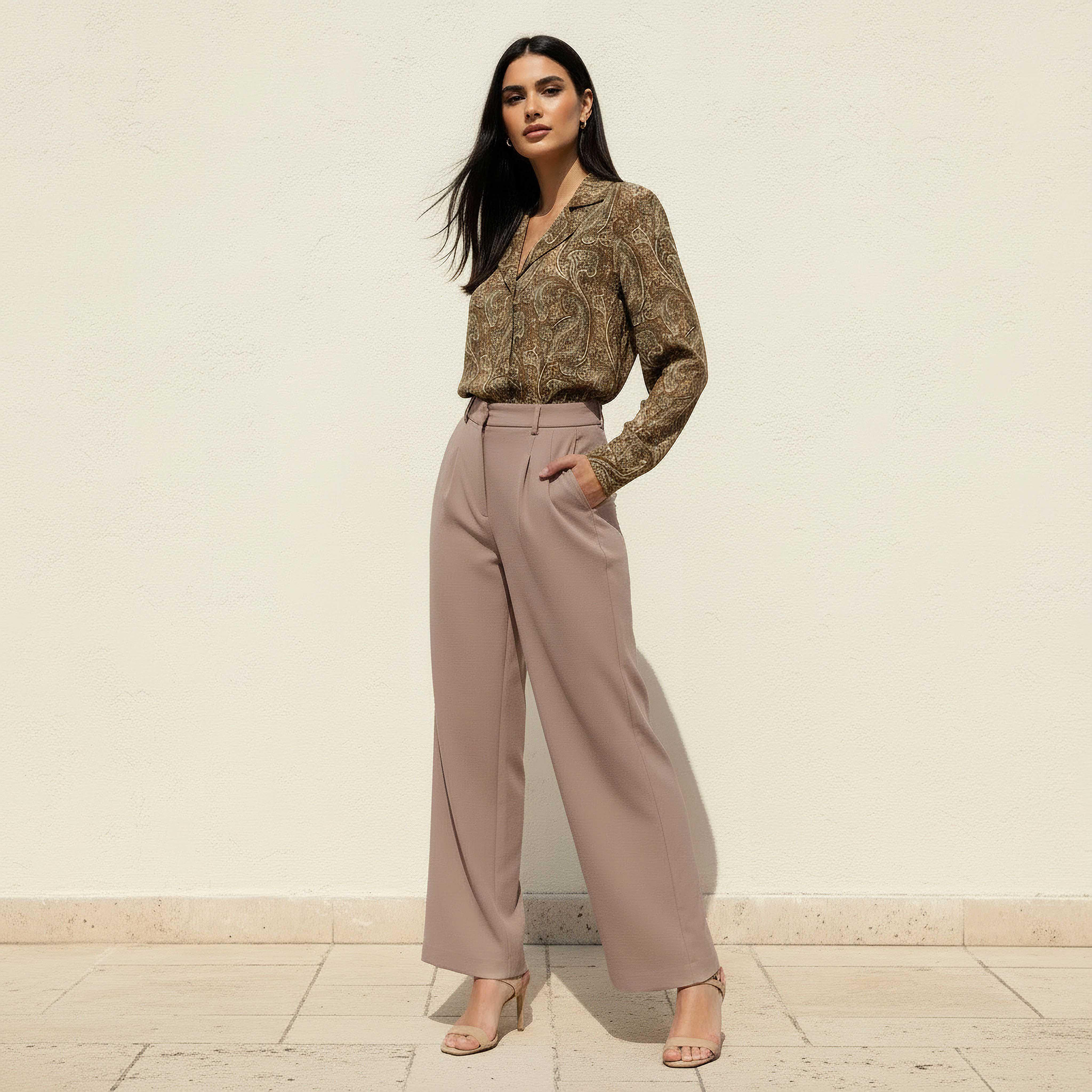 بنطلون رسمي بقصة عادية وكسرات-women-clothing-bottoms-trousers-image-2