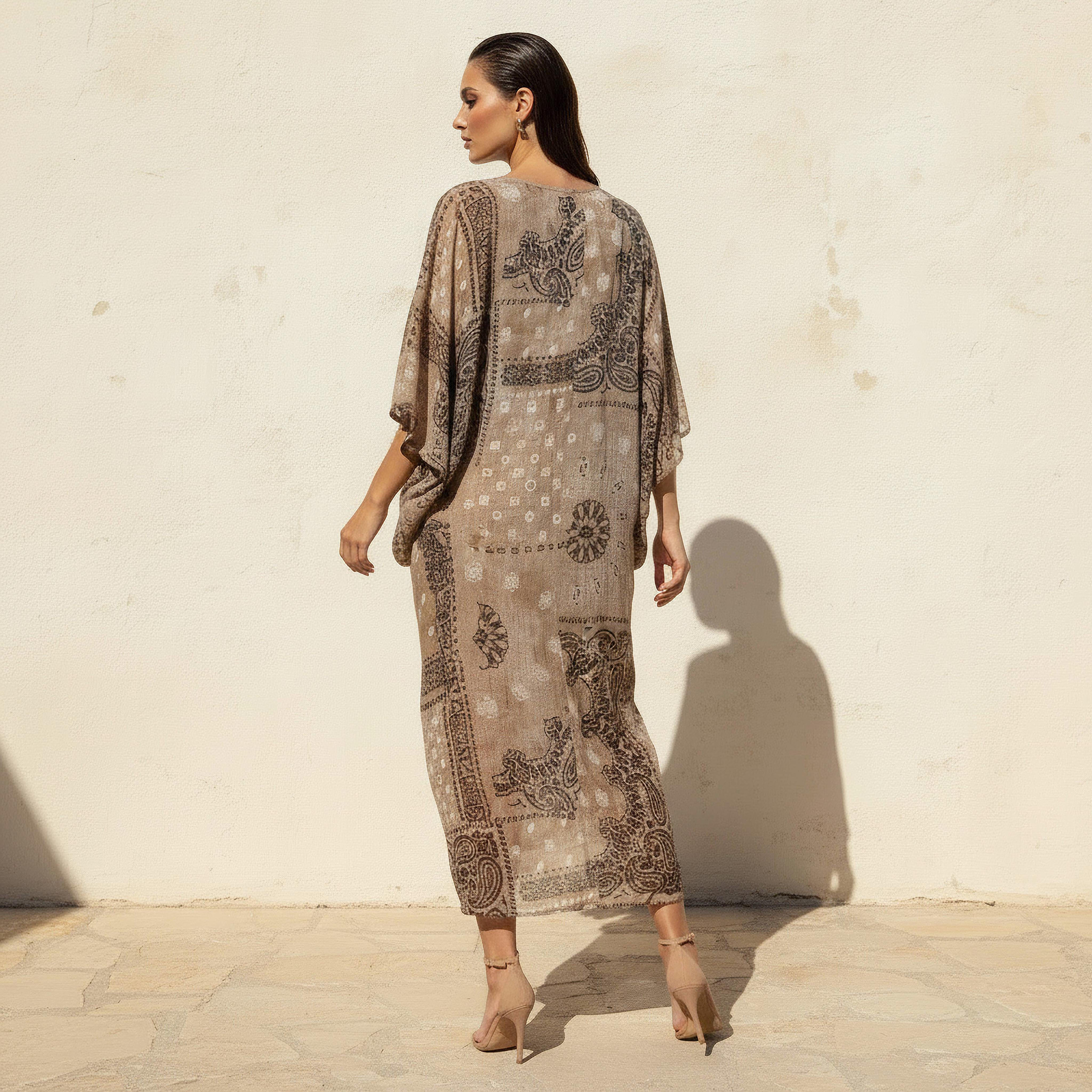 Midi Kaftan Dress with Printed Design-women-clothing-dresses-image-3