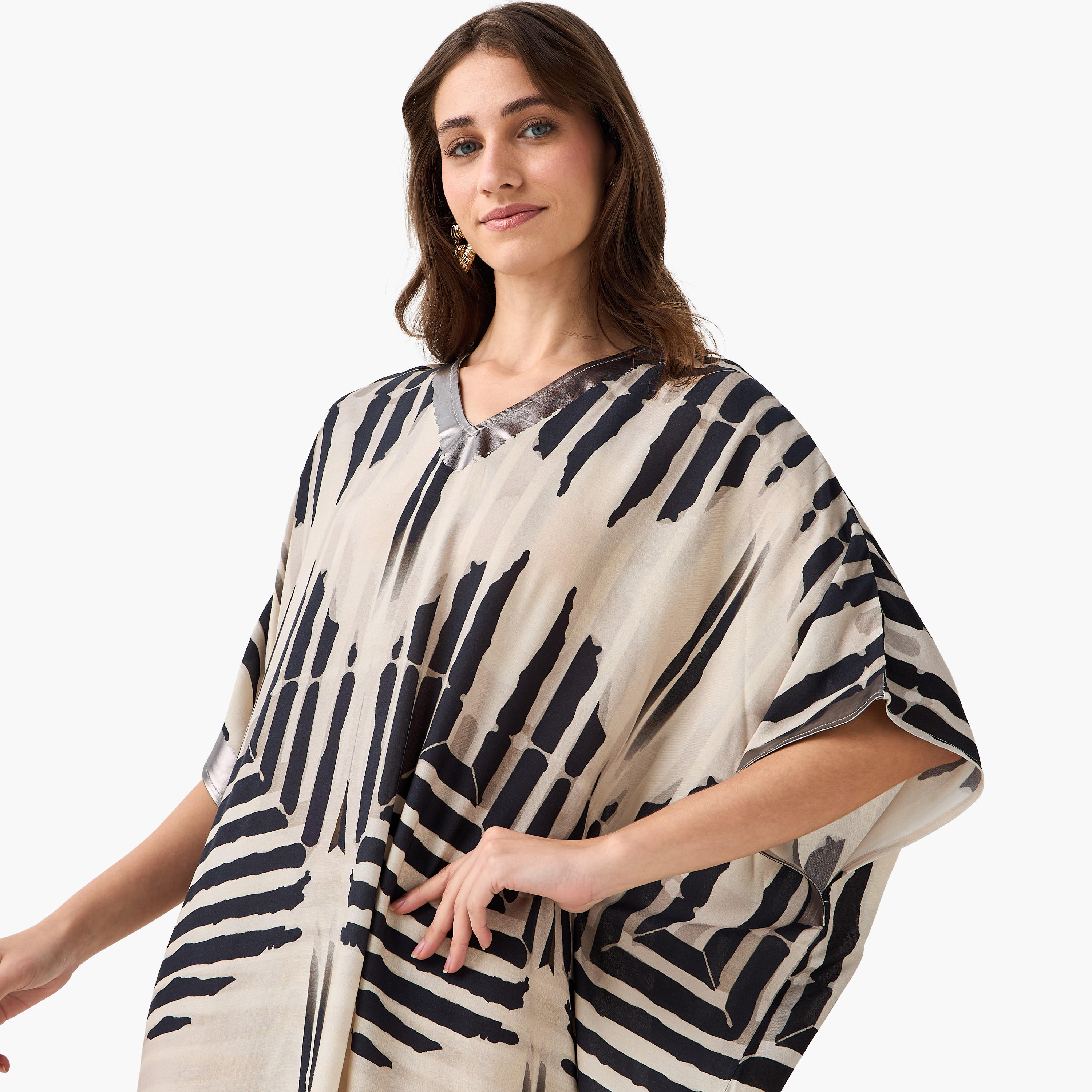 Tie-Dye Print Kaftan Women Dress with V-neck-women-clothing-dresses-image-6