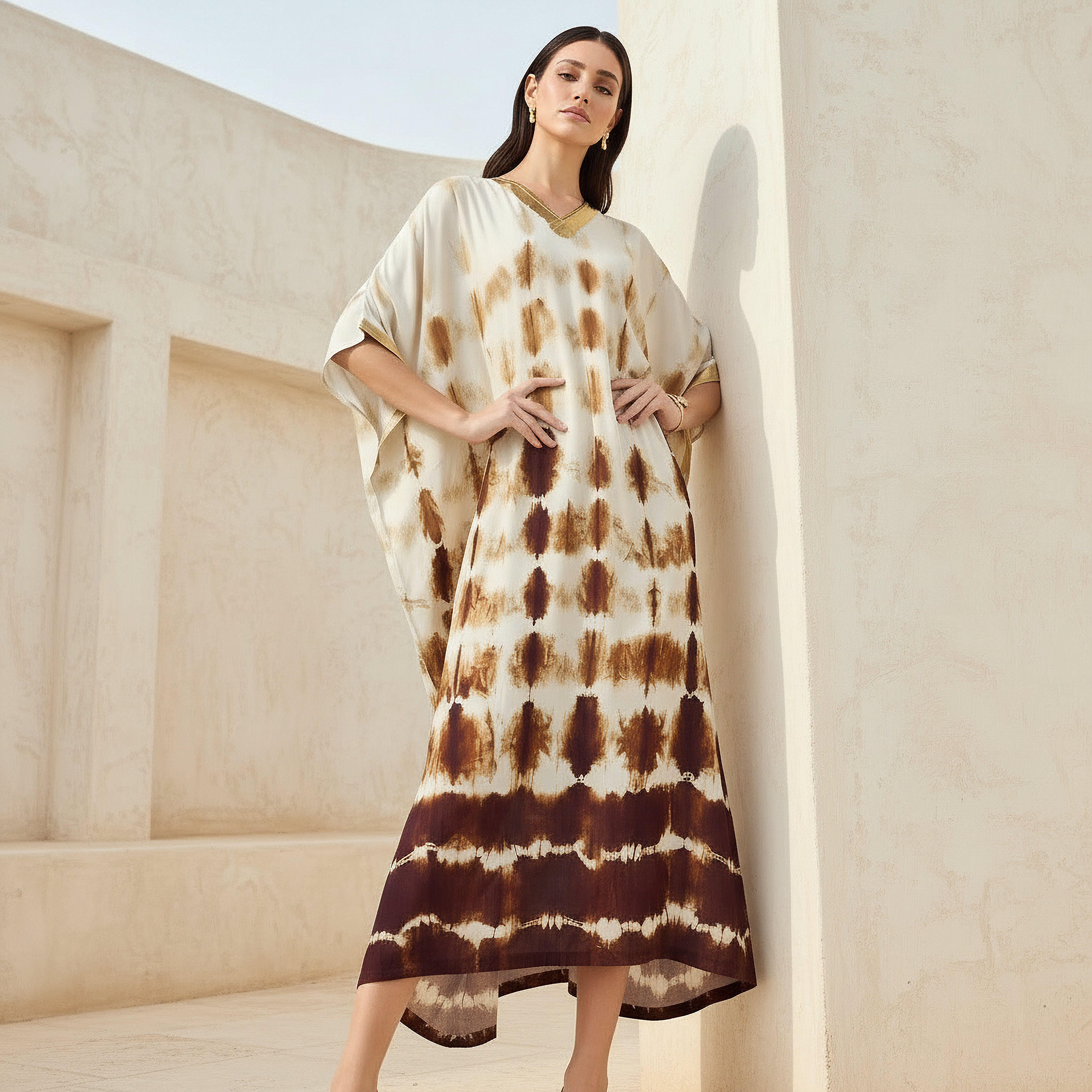 فستان قفطان بياقة V وطبعات-women-clothing-dresses-image-1