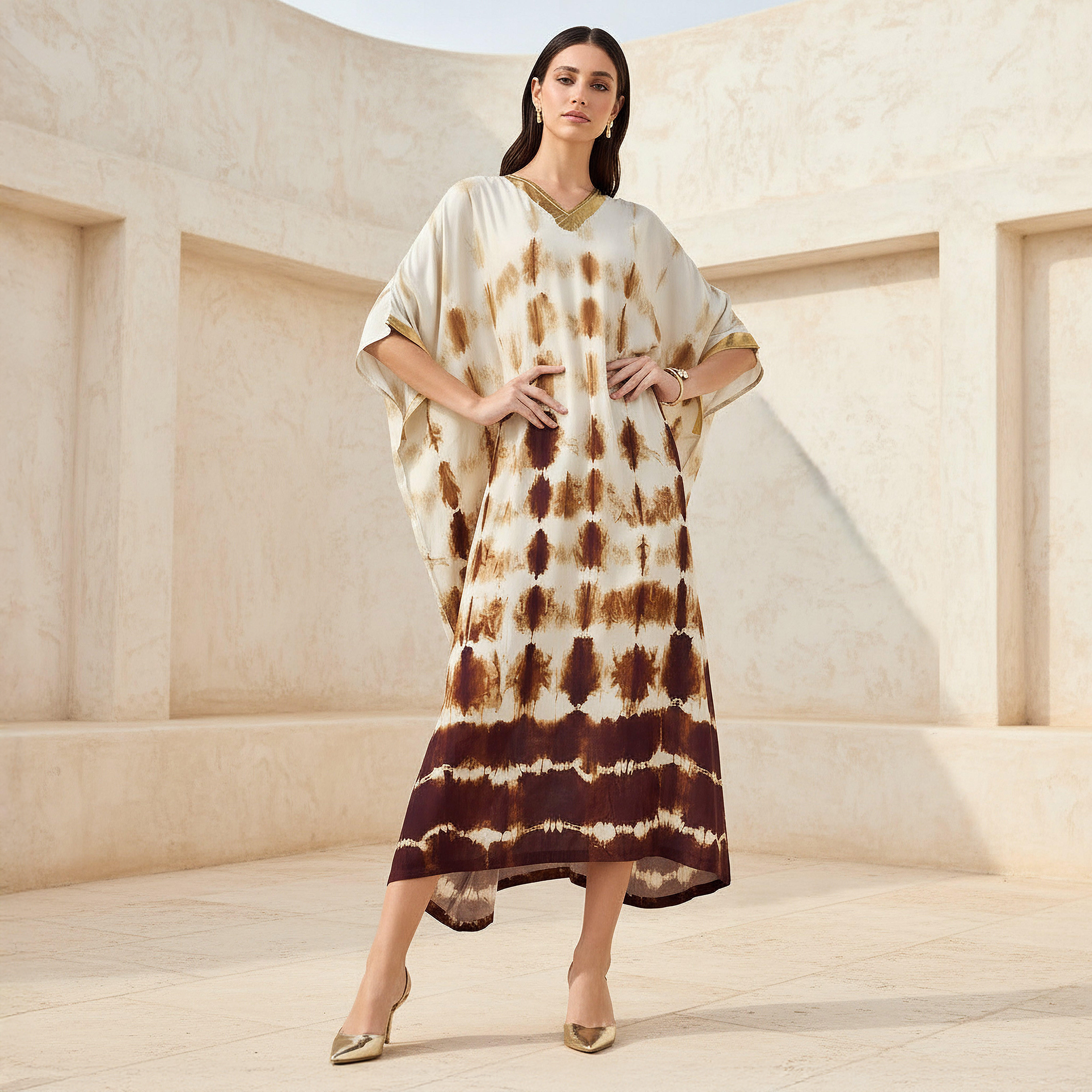 فستان قفطان بياقة V وطبعات-women-clothing-dresses-image-2