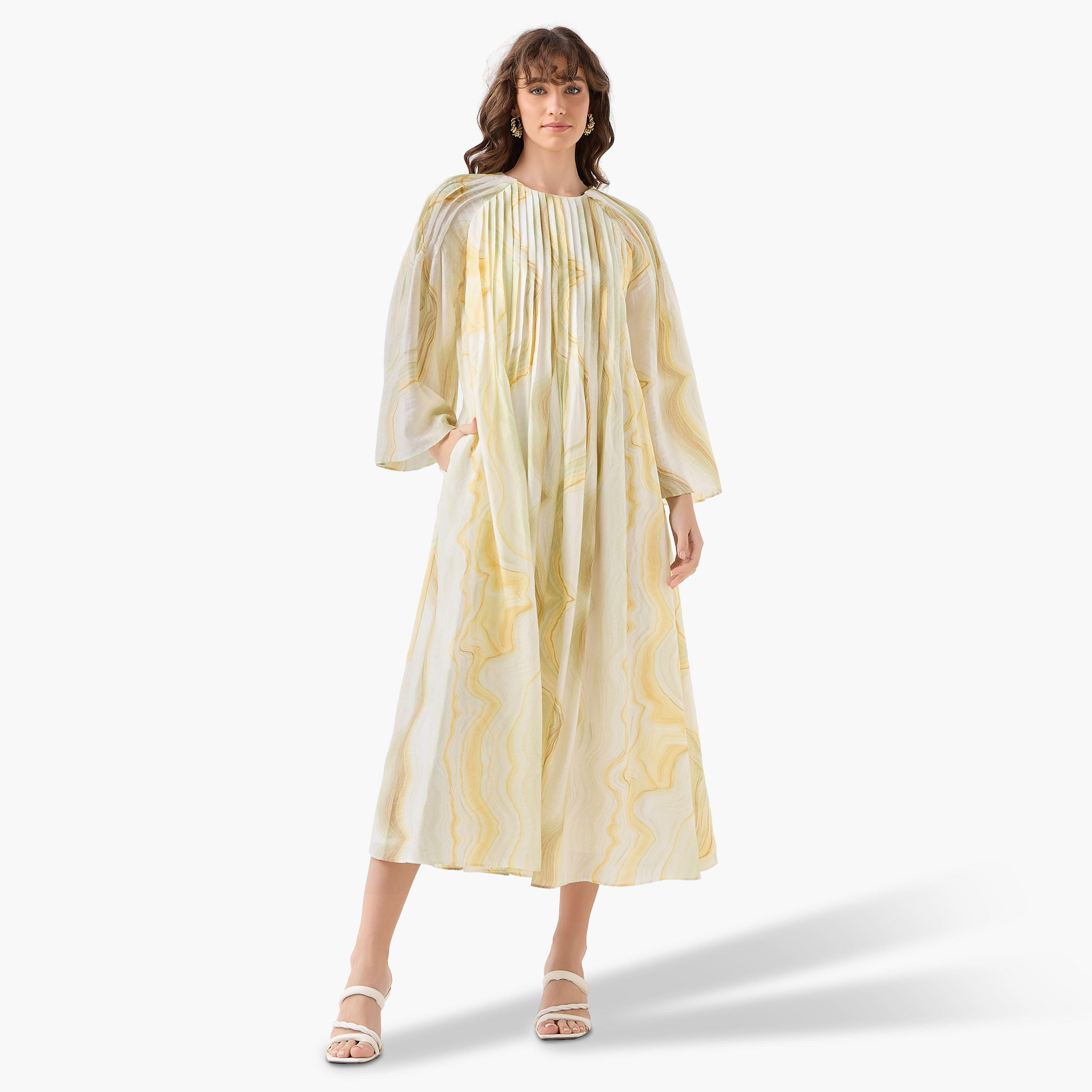 فستان ميدي إيه لاين بتفاصيل بينتوك-women-clothing-dresses-image-2