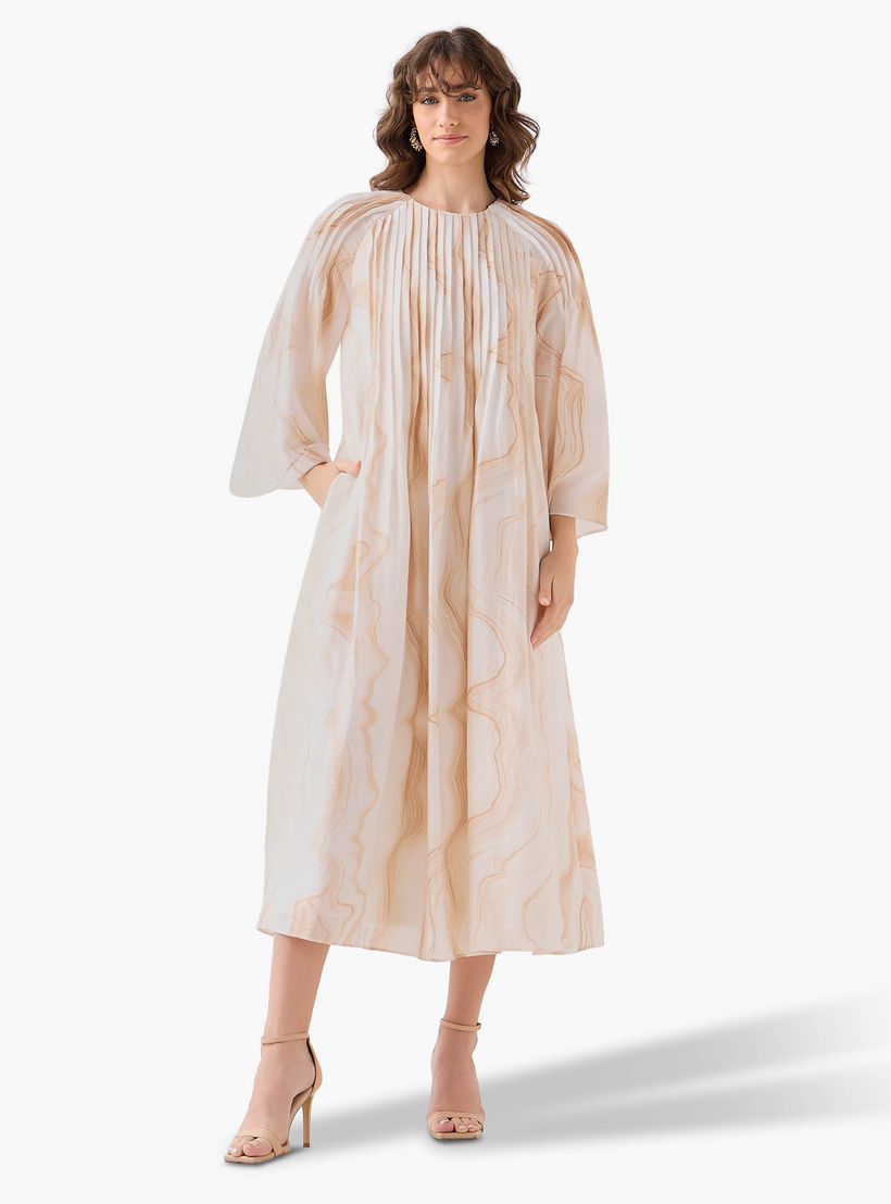 A-line Midi Dress with Pintuck Detail-women-clothing-dresses-image-2