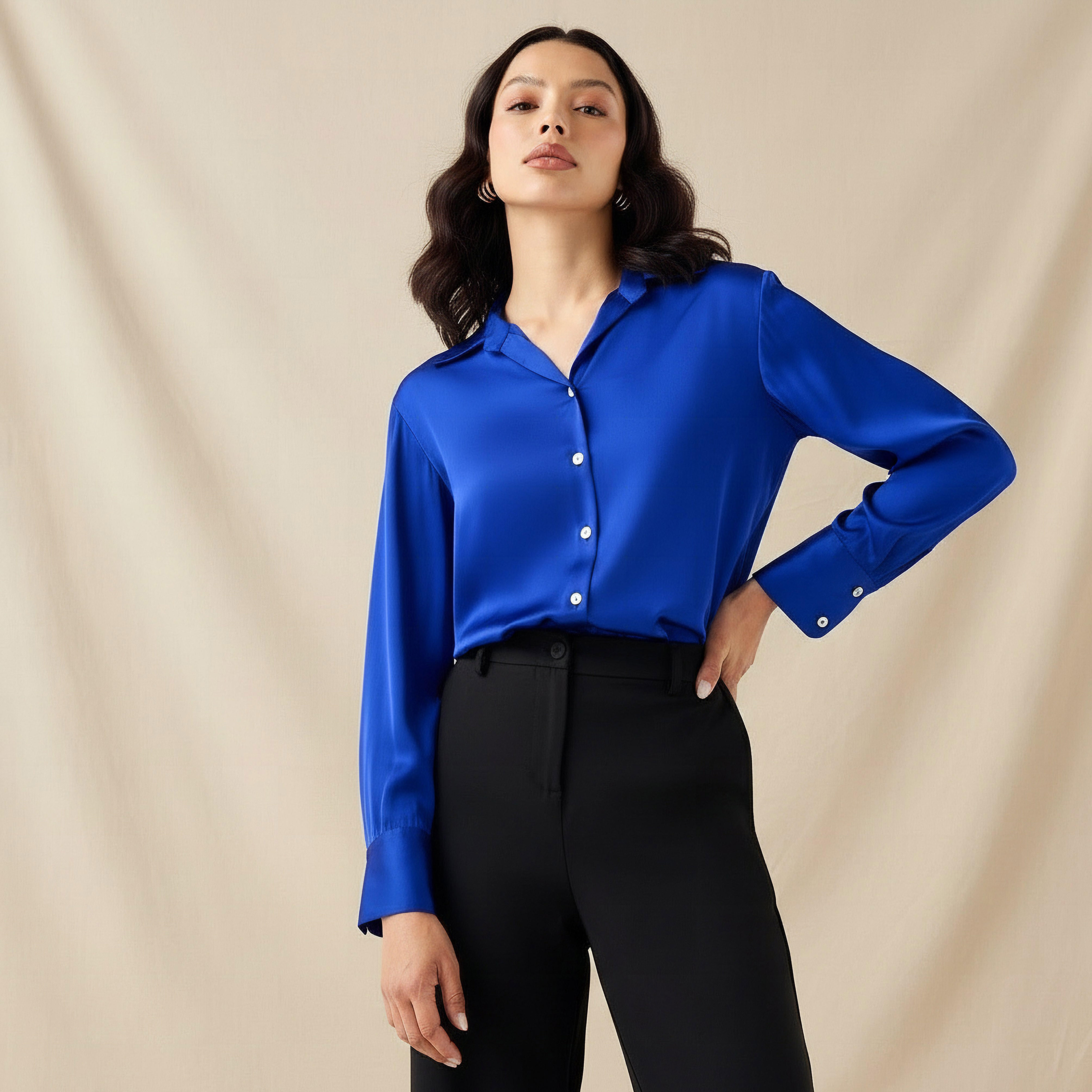 قميص بوليستر بقصة عادية وأكمام طويلة-women-clothing-shirtsandblouses-shirts-image-8