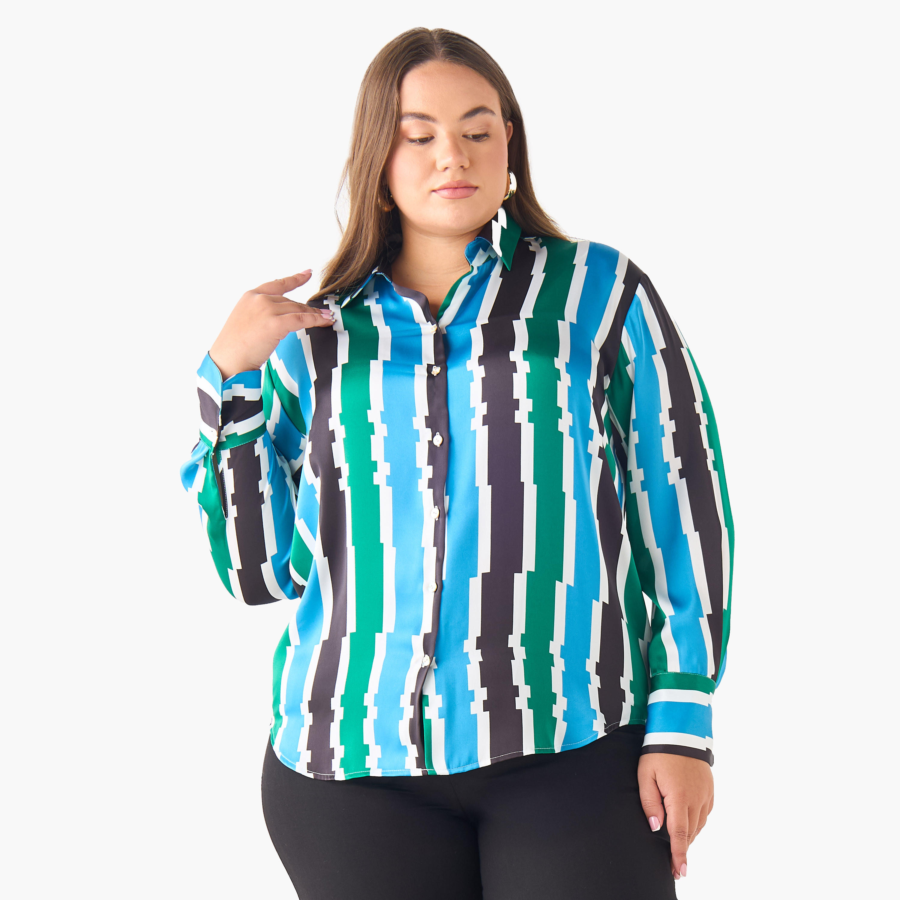 Regular Fit Polyester Shirt with Long Sleeves-women-clothing-shirtsandblouses-shirts-image-2
