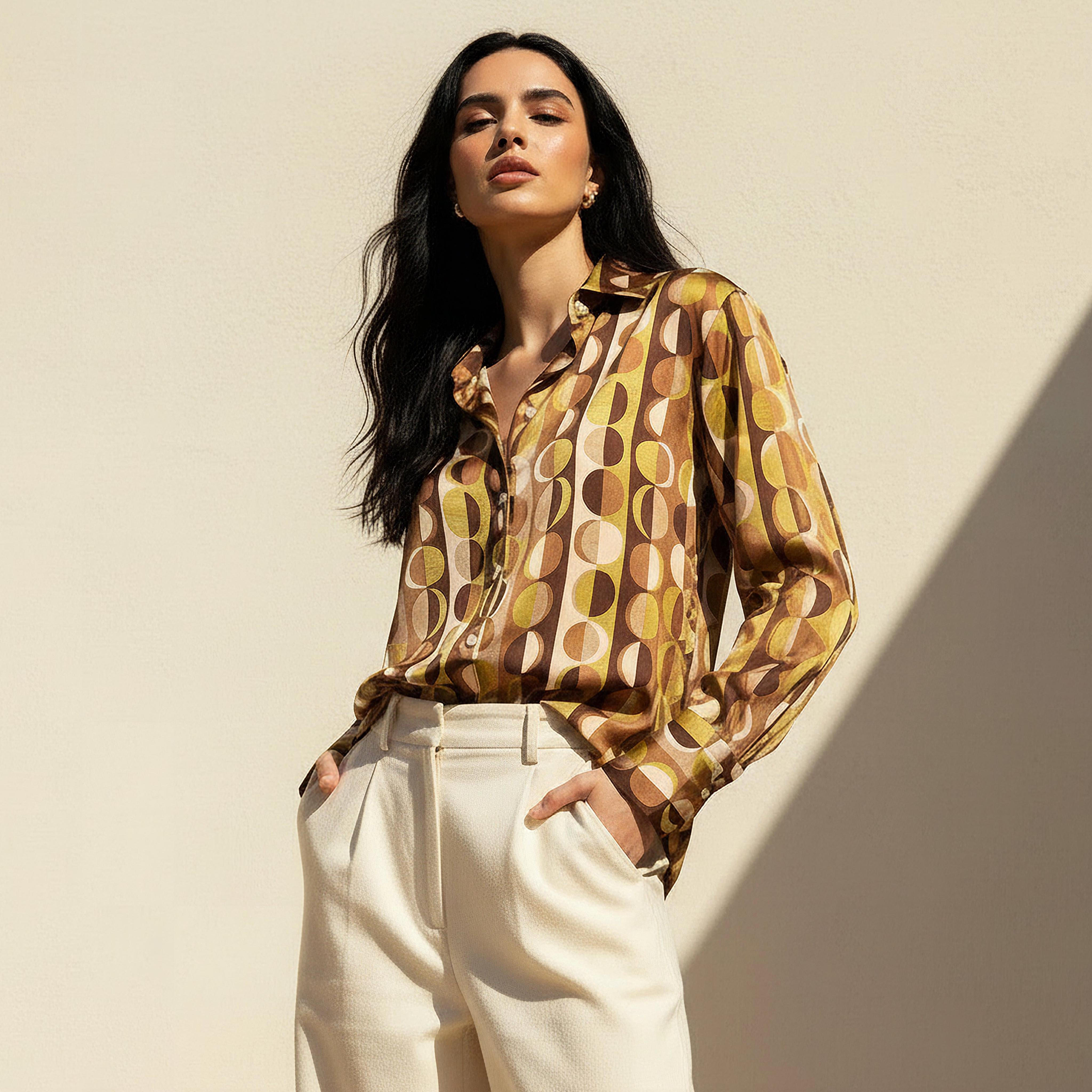 Satin Shirt with Long Sleeves-women-clothing-shirtsandblouses-shirts-image-1