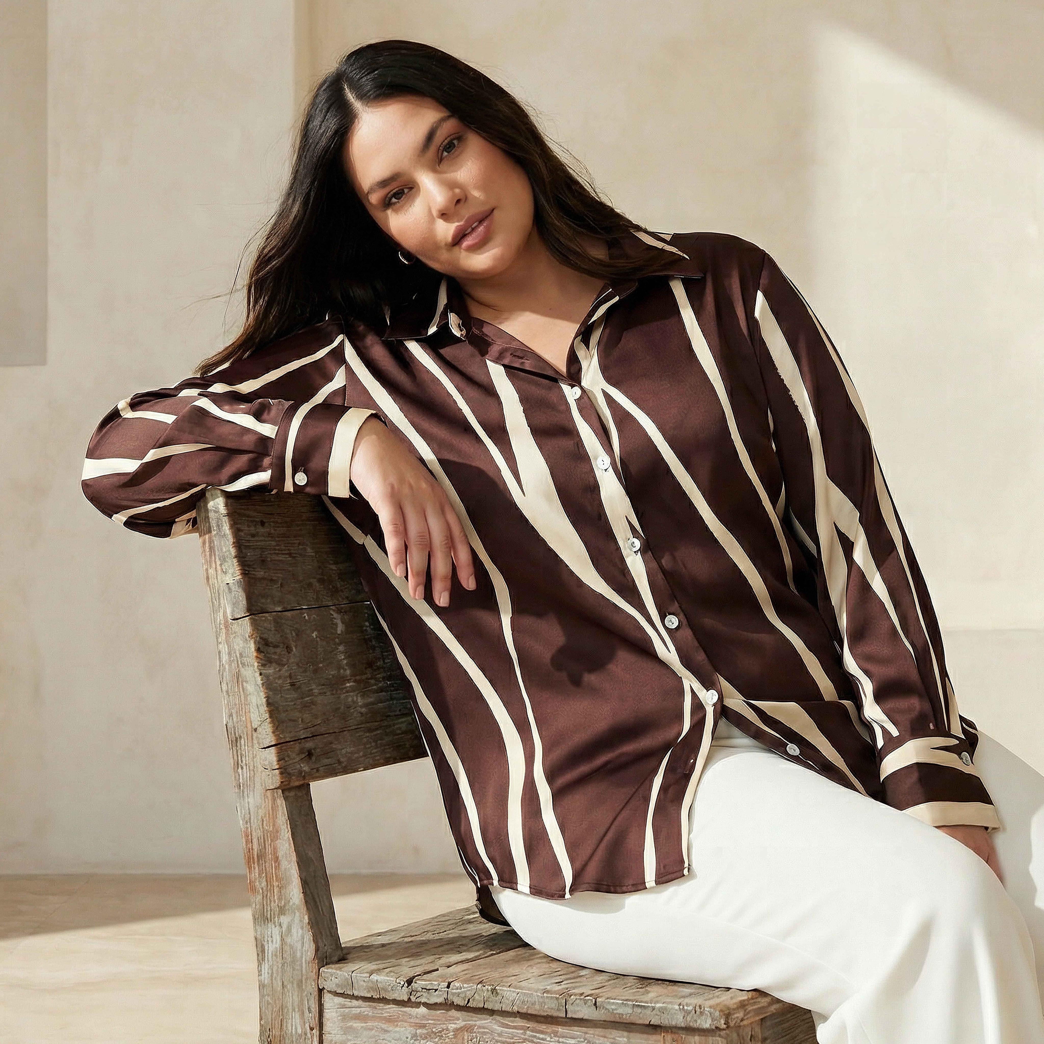 Satin Shirt with Long Sleeves-women-clothing-shirtsandblouses-shirts-image-1