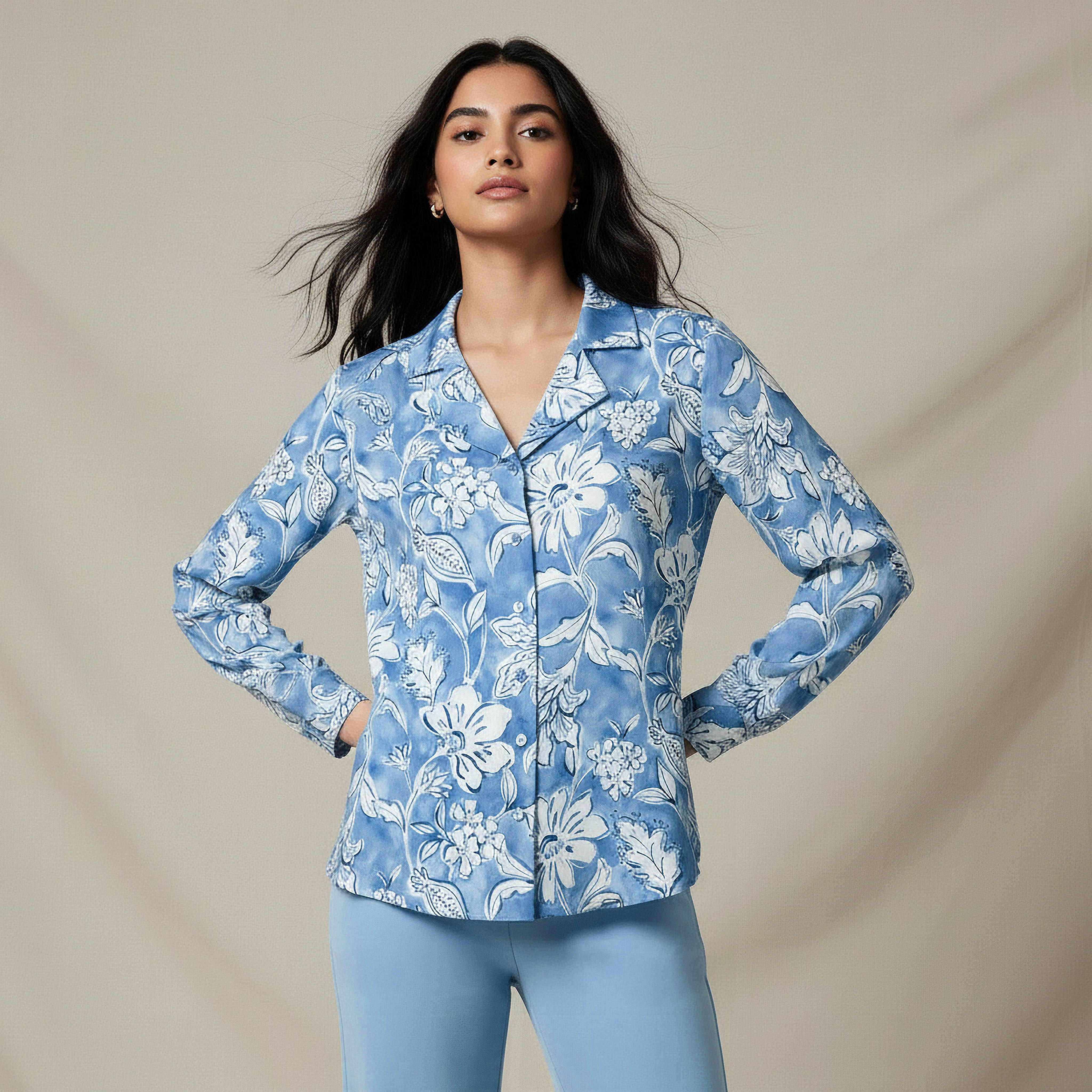 Relaxed Fit Shirt with Floral Print-women-clothing-shirtsandblouses-shirts-image-1