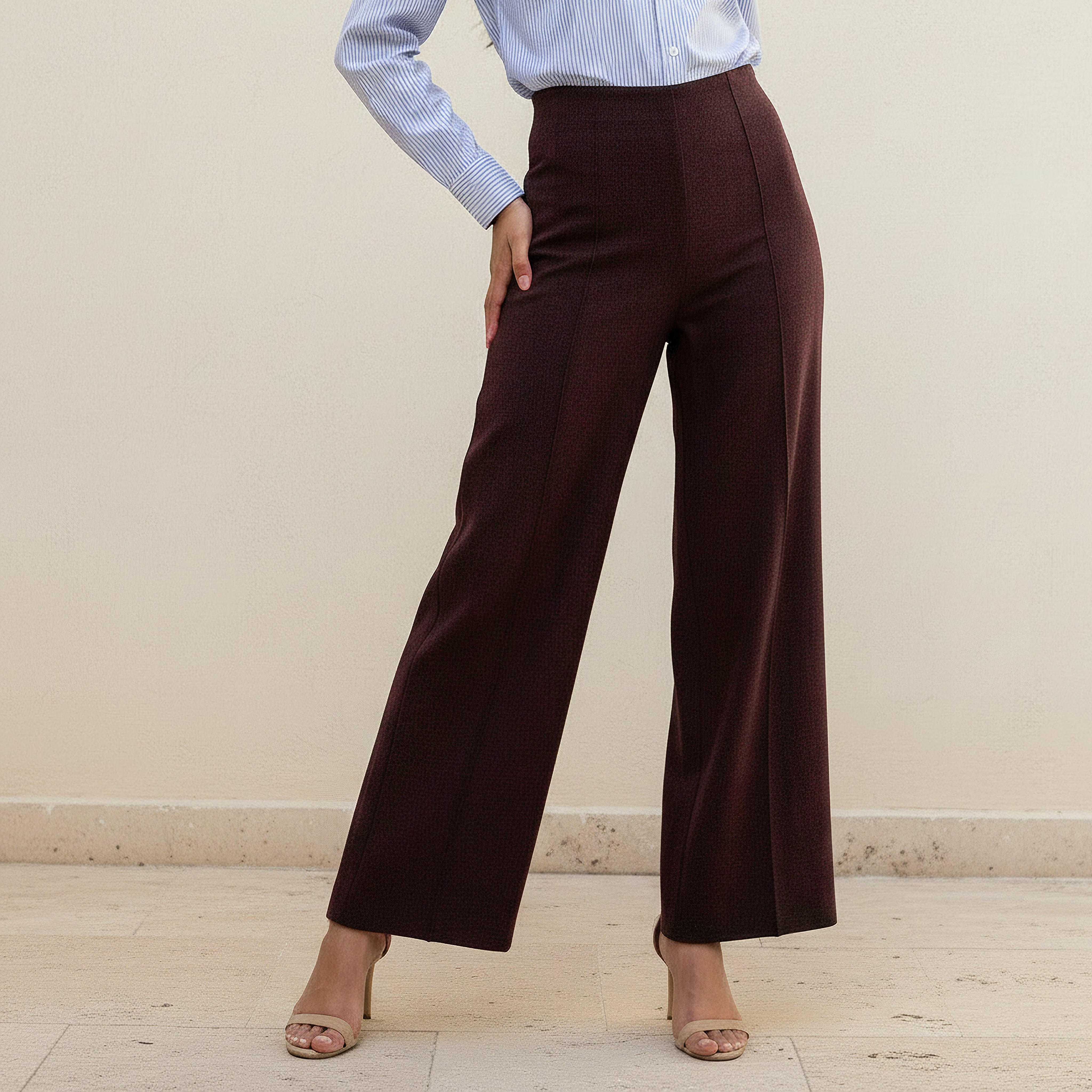 بنطلون بساق واسعة وخصر عالي وطول كامل-women-clothing-bottoms-trousers-image-1