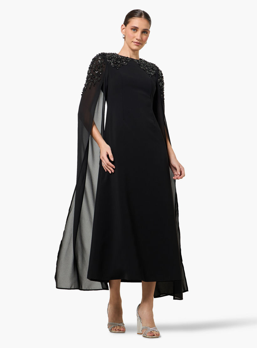 فستان سهرة ميدي بتزيينات وكاب-women-clothing-dresses-image-4