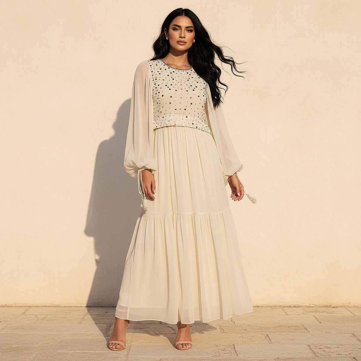 A-line Maxi Dress with Embellished Detail-women-clothing-dresses-image-1
