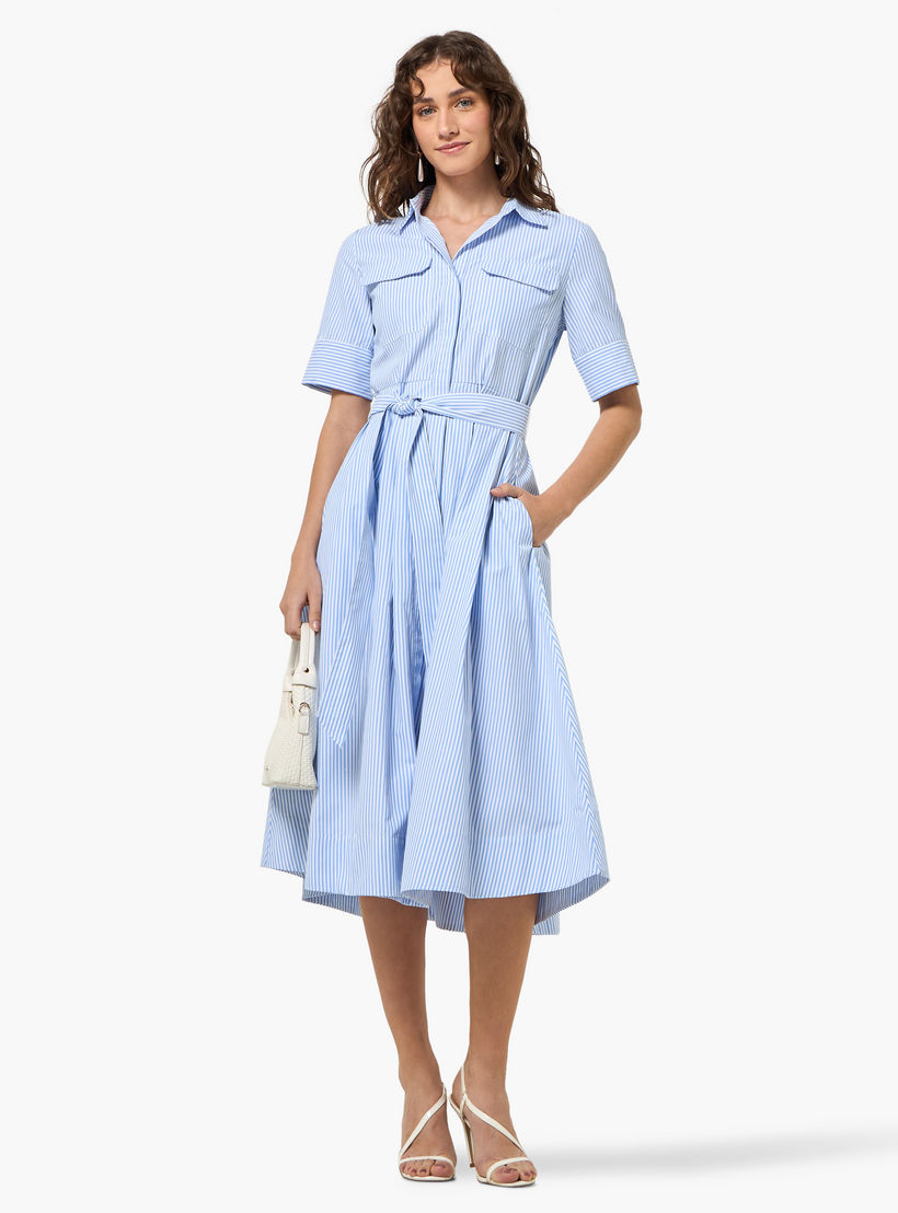 Striped Shirt Style Women Dress with Pockets-women-clothing-dresses-image-3