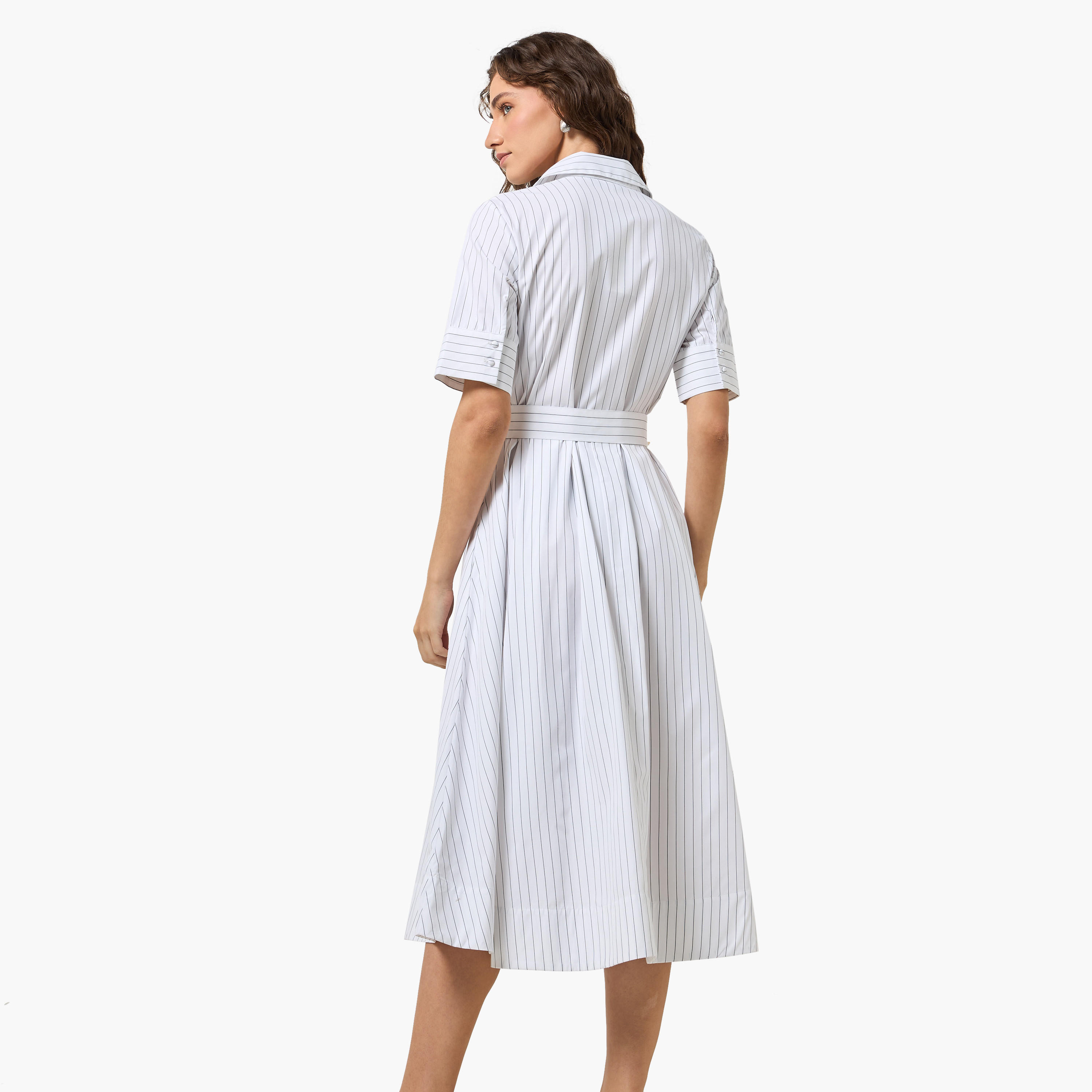 Striped Shirt Style Women Dress with Pockets-women-clothing-dresses-image-4