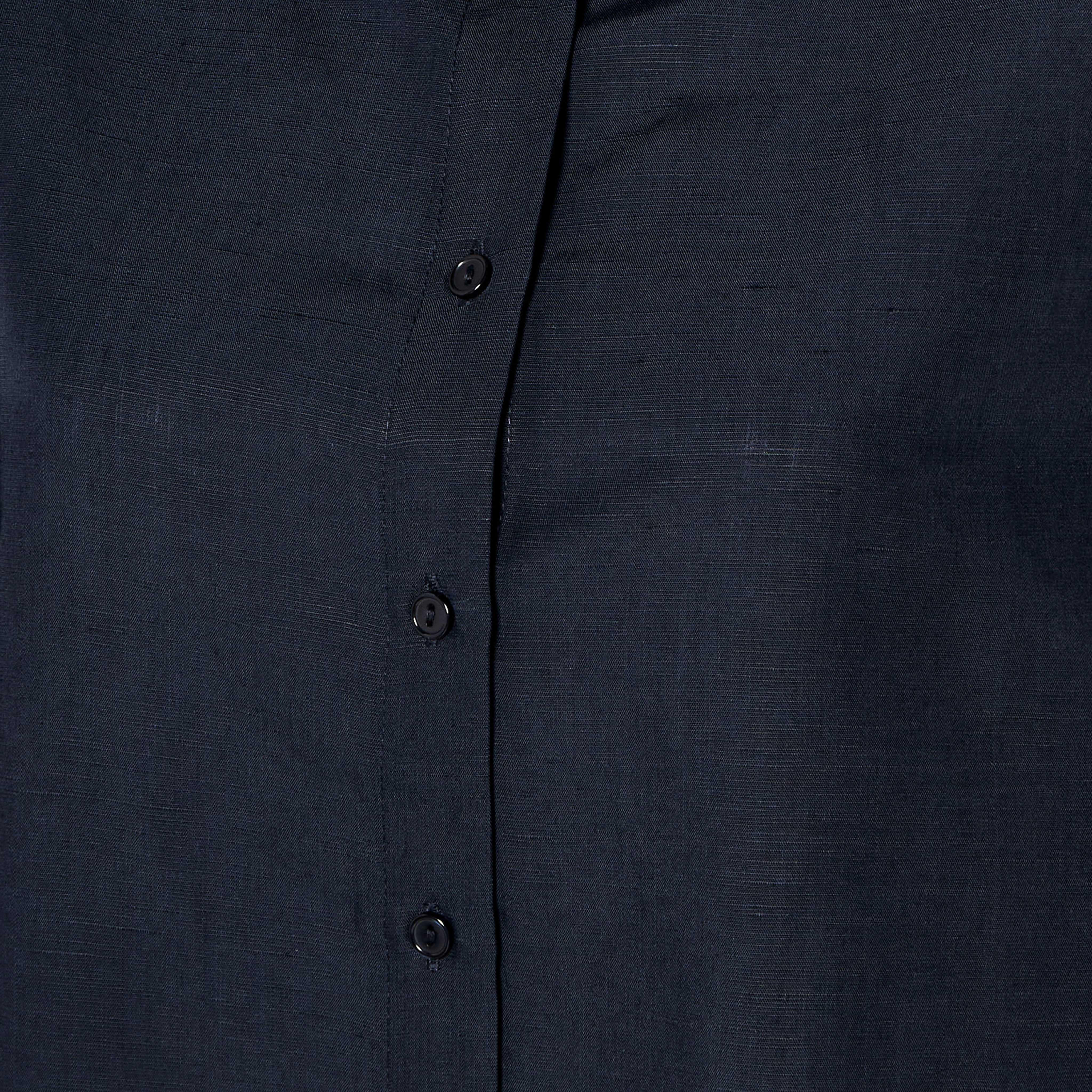 Relaxed Fit Linen Blend Shirt with Collar-women-clothing-shirtsandblouses-shirts-image-2